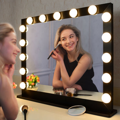 Hollywood Vanity Mirror With Lights,Dressing Tabletop Vanity Mirror with 15pcs Led Lights Large Beauty Mirror