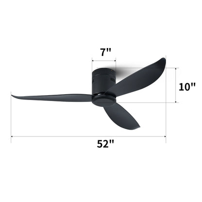 52&quot; Ceiling Fan with DC Motor and Remote Control with Matte Black