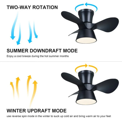 Elegant 46-Inch Black Ceiling Fan with Reversible DC Motor and Dimmable LED Lights