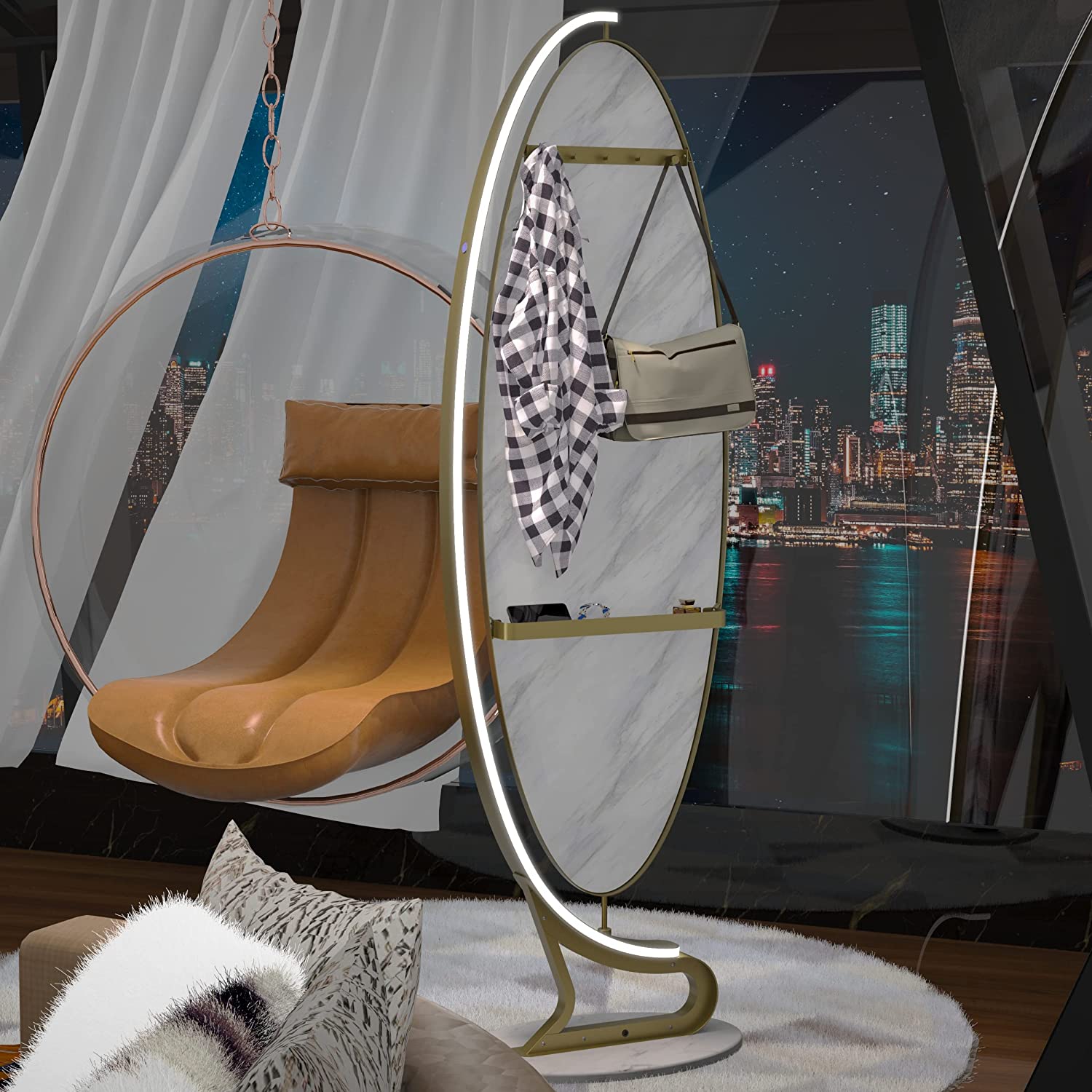 Luxury Stand Mirror With Storage Shelf