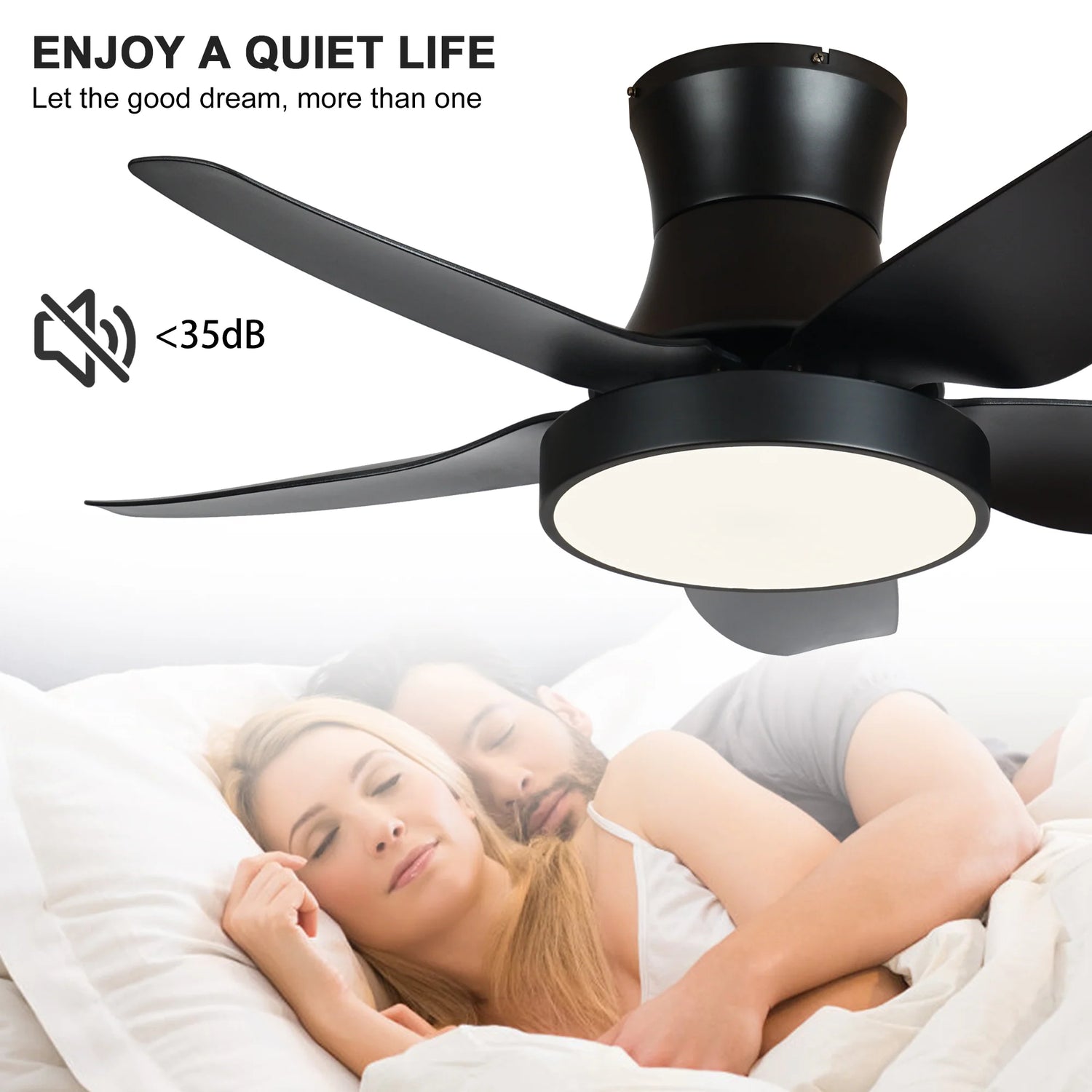 Elegant 46-Inch Black Ceiling Fan with Reversible DC Motor and Dimmable LED Lights