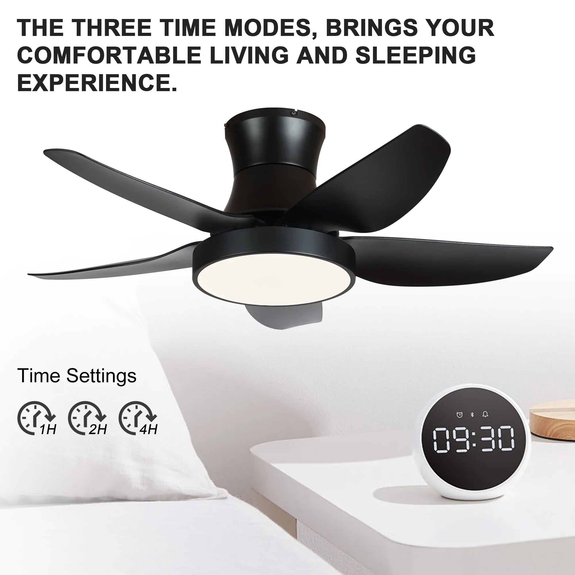 Elegant 46-Inch Black Ceiling Fan with Reversible DC Motor and Dimmable LED Lights