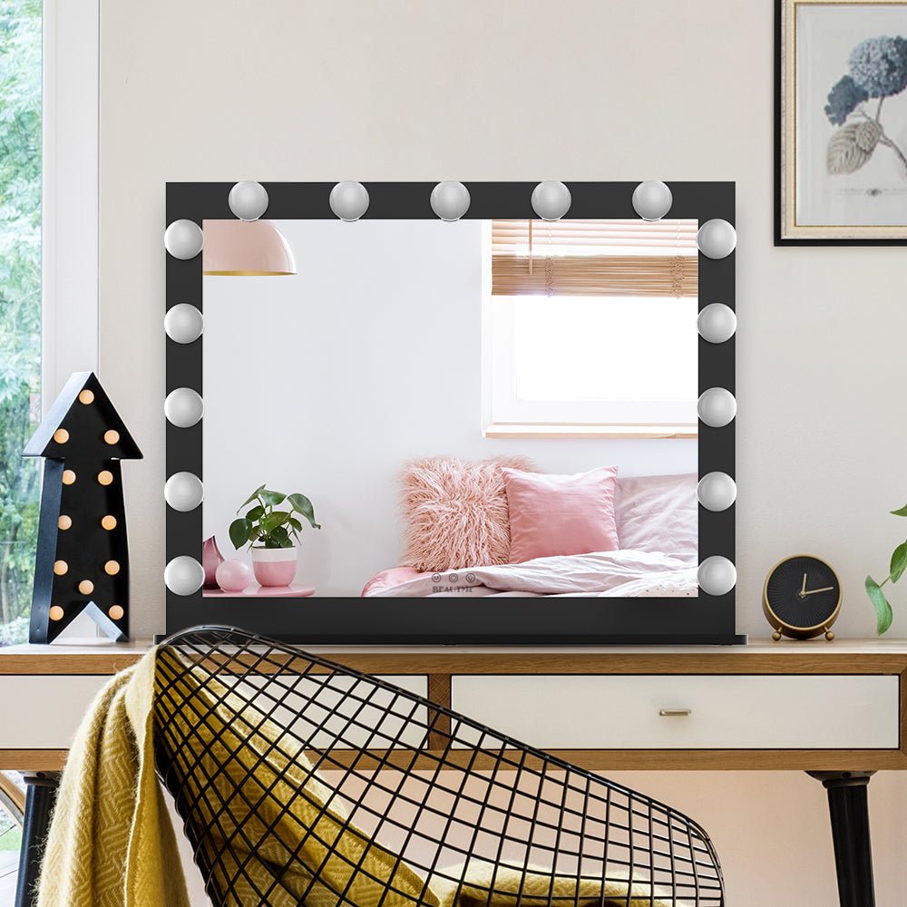 Hollywood Vanity Mirror With Lights,Dressing Tabletop Vanity Mirror with 15pcs Led Lights Large Beauty Mirror