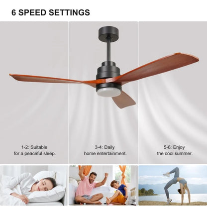 Elegant 46-Inch Black Ceiling Fan with Reversible DC Motor and Dimmable LED Lights