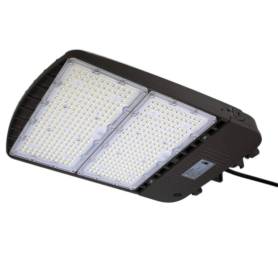 LED Shoebox Light - Slipfitter Mount - 200W/240W/300W Wattage Adjustable - 5000K - 42300Lumens120-277VAC - 0-10V Dimmable - IP66 - UL Listed - DLC Premium Listed - 5 Years Warranty