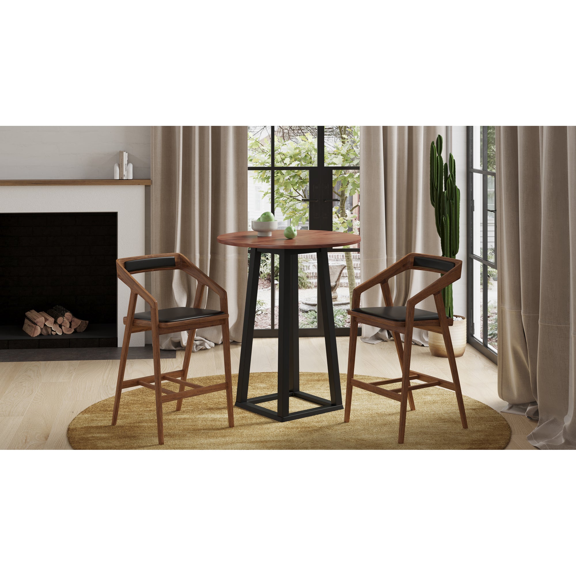 Padmo Bar Stool Black Vegan Leather Bar Stools, Brown / PVC