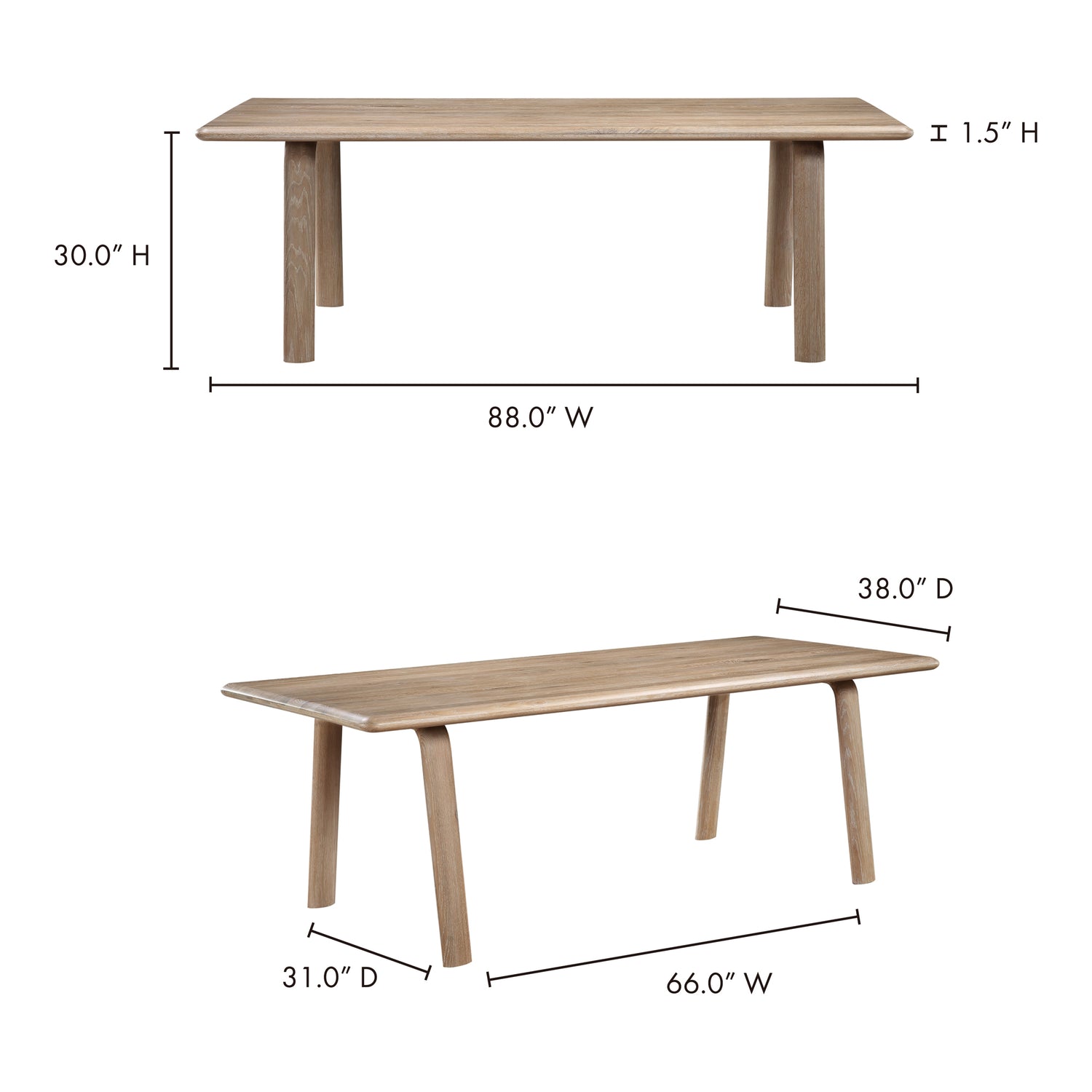 Malibu Round Dining Table Nartural Oak Dining Tables, Natural / Solid White Oak Legs