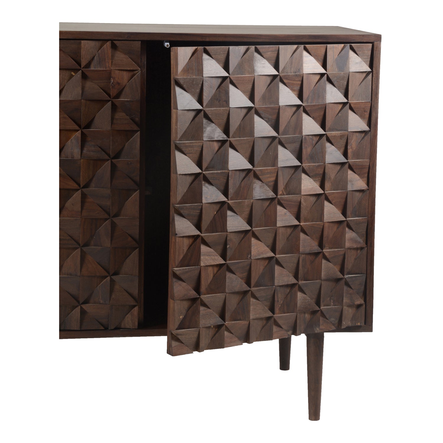 Focuse Nightstand Dark Brown Nightstands, Brown / Brass Accents