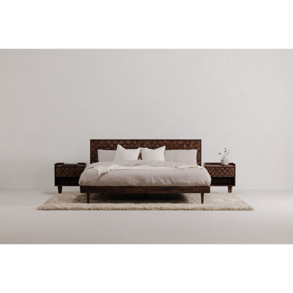 Paolo King Bed Black Beds, Black / Carved Sheesham Wood Headboard on MDF