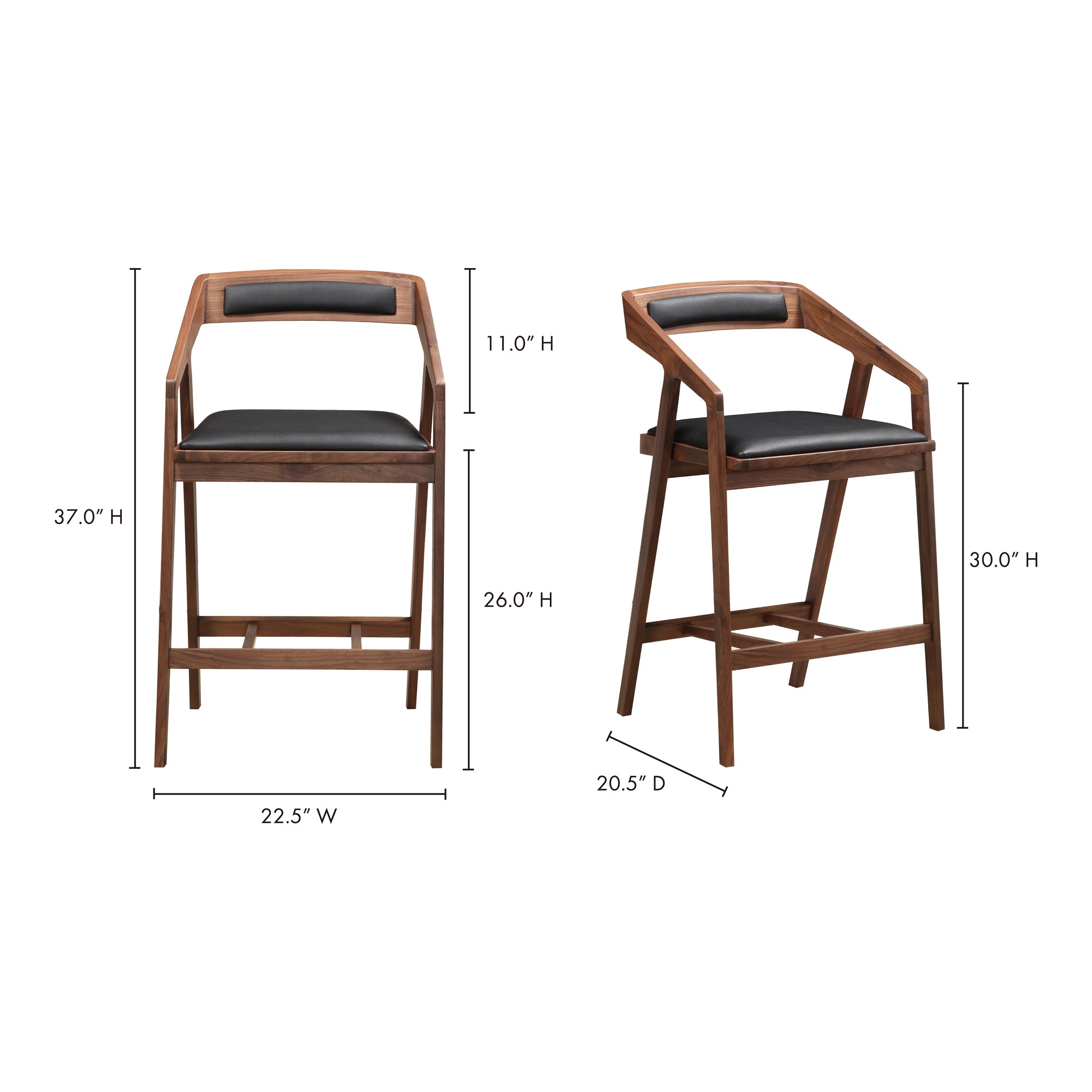 Padmo Arm Chair Black Dining Chairs, Brown / Solid American Walnut