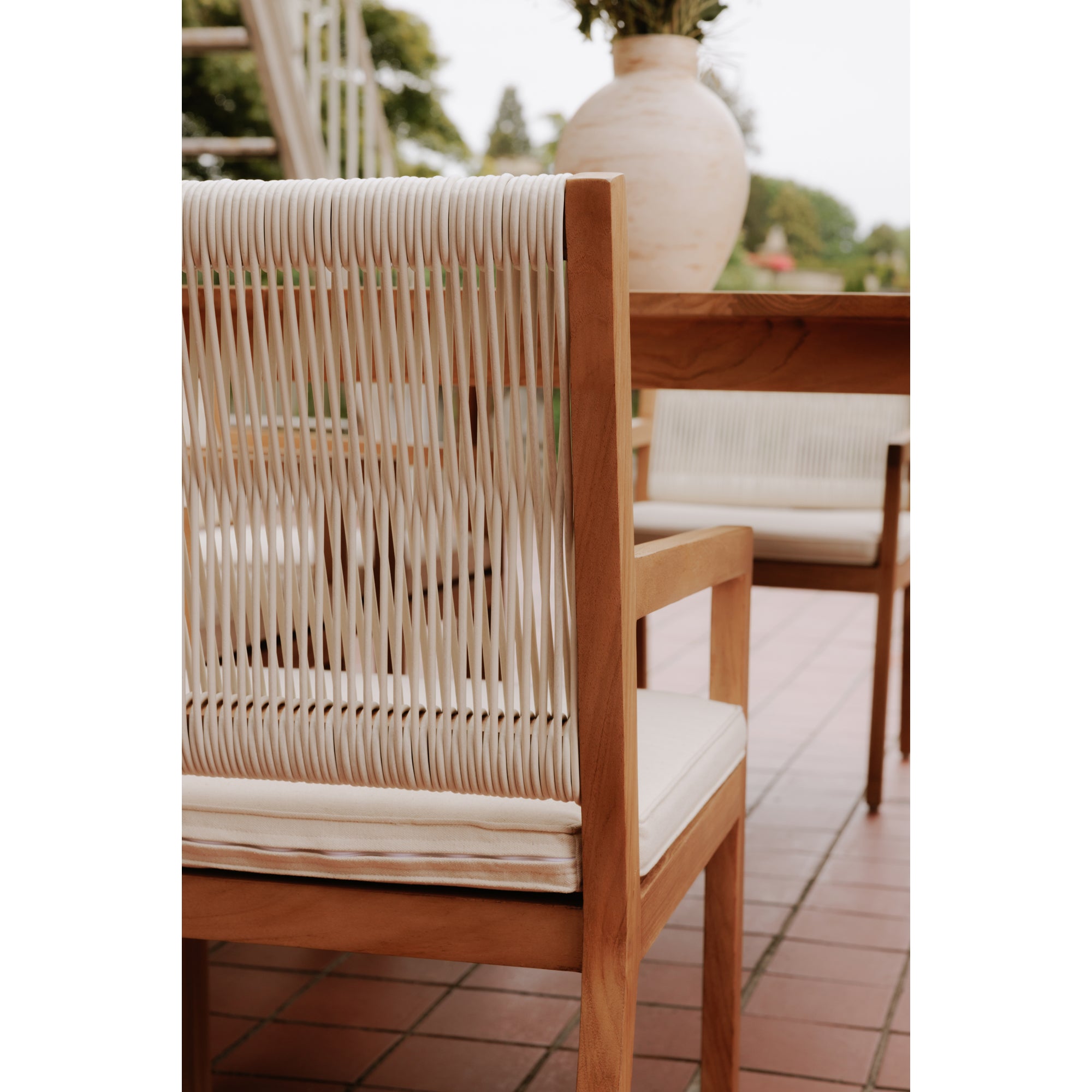 Kara Outdoor Lounge Chair Natural Accent Chairs, Natural / 100% Polyester Upholstery and Foam Cushion