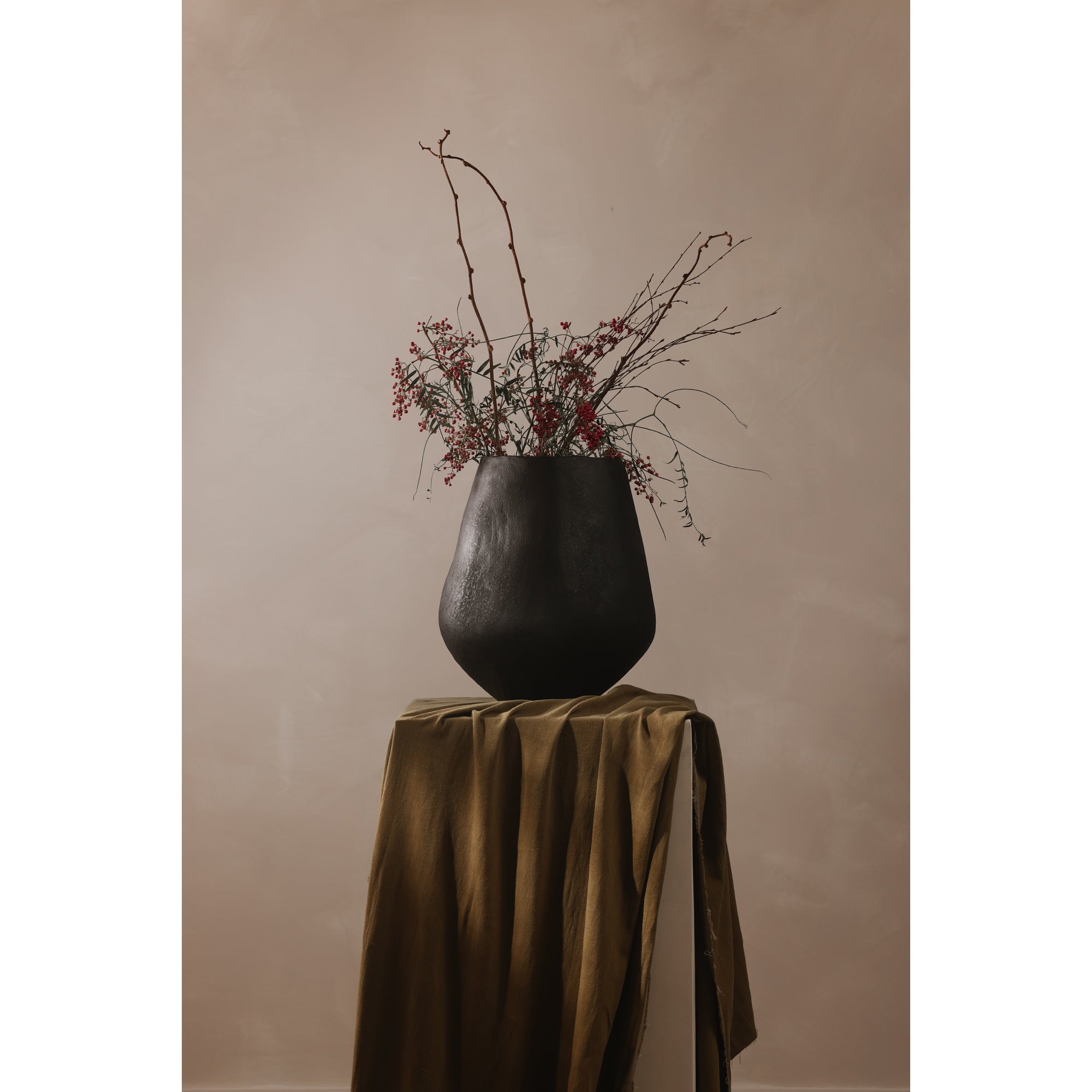 Tros Decorative Vessel Black Vases, Black