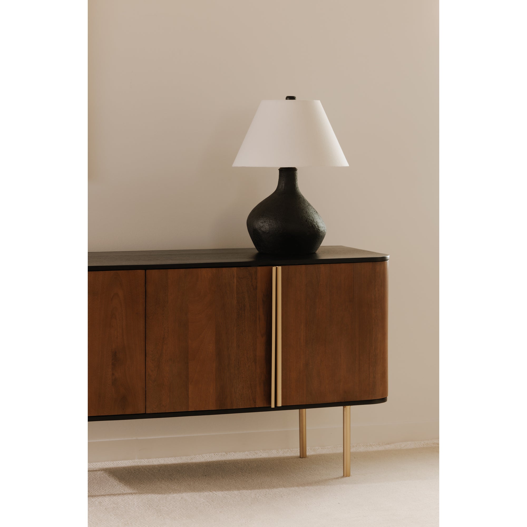 Zara Table Lamp Black Table Lamps, Black / Textured Cotton Shade