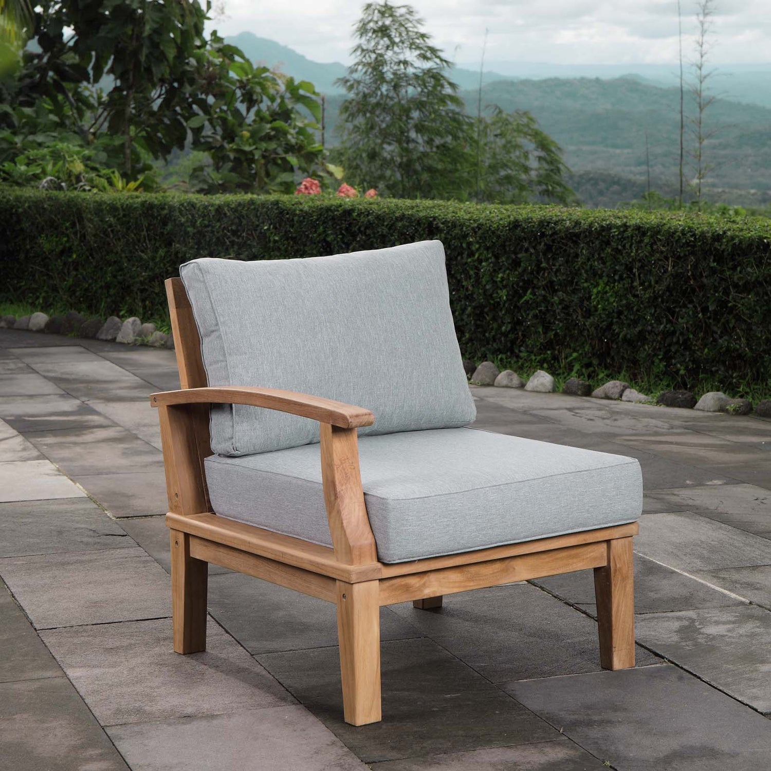 Marina Outdoor Patio Teak Left-Facing Sofa by Modway