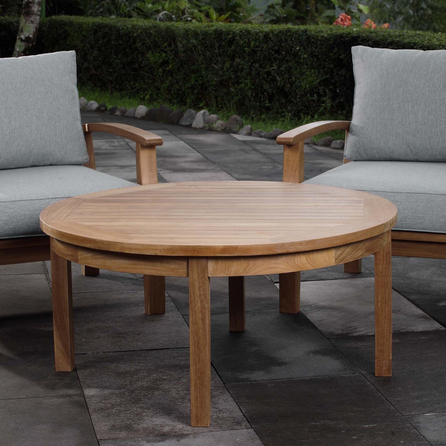 Marina Outdoor Patio Teak Round Coffee Table by Modway