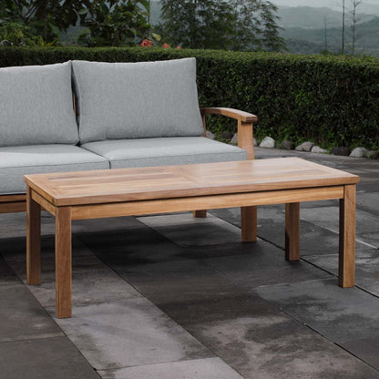 Marina Outdoor Patio Teak Rectangle Coffee Table by Modway