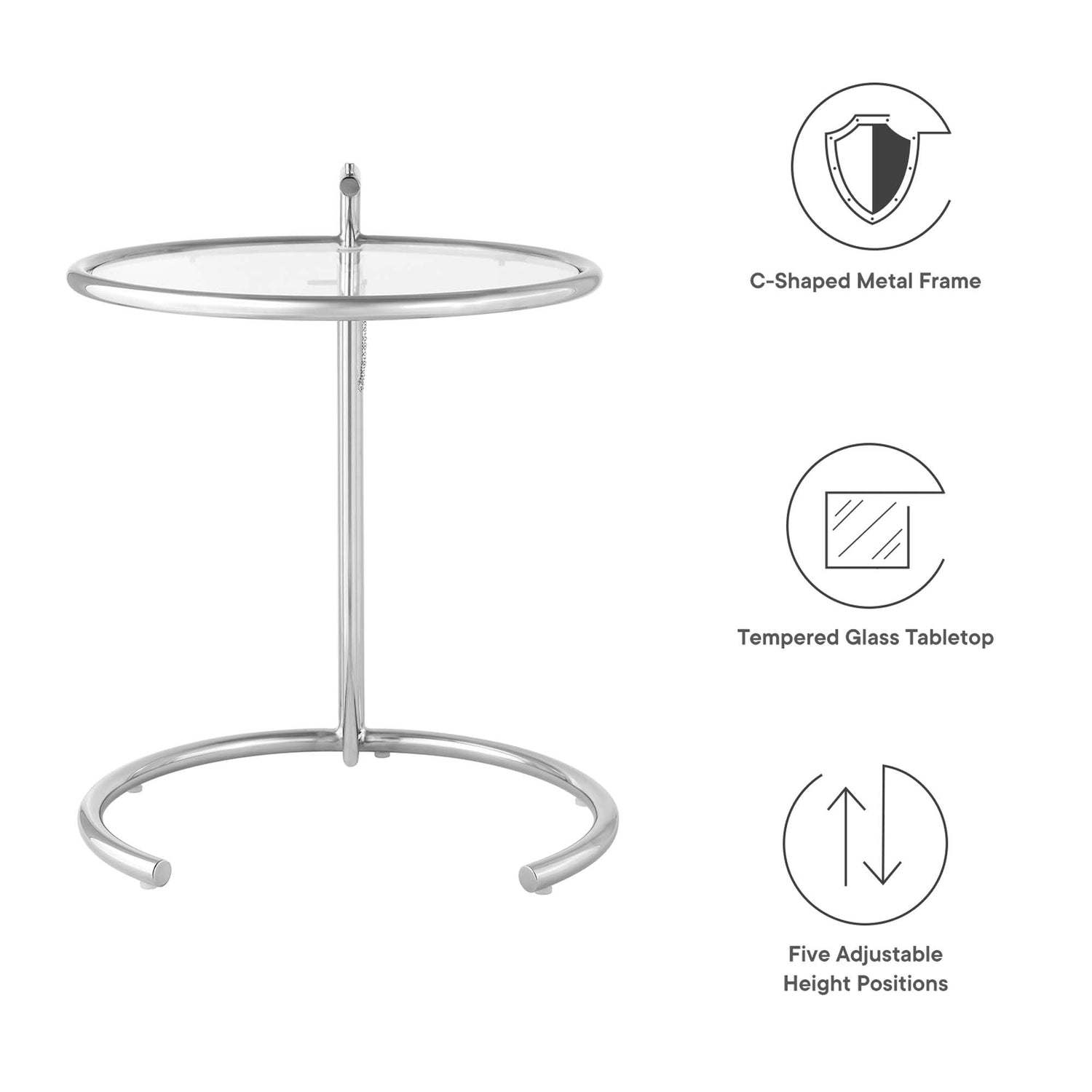 Eileen Gray Chrome Stainless Steel End Table by Modway