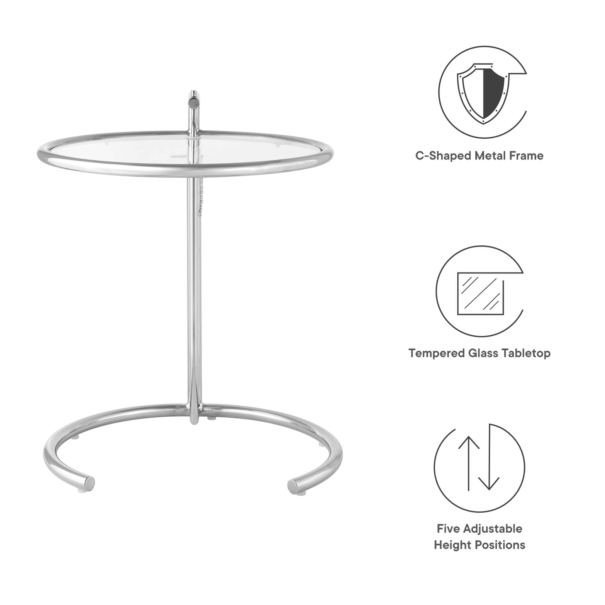 Eileen Gray Chrome Stainless Steel End Table by Modway