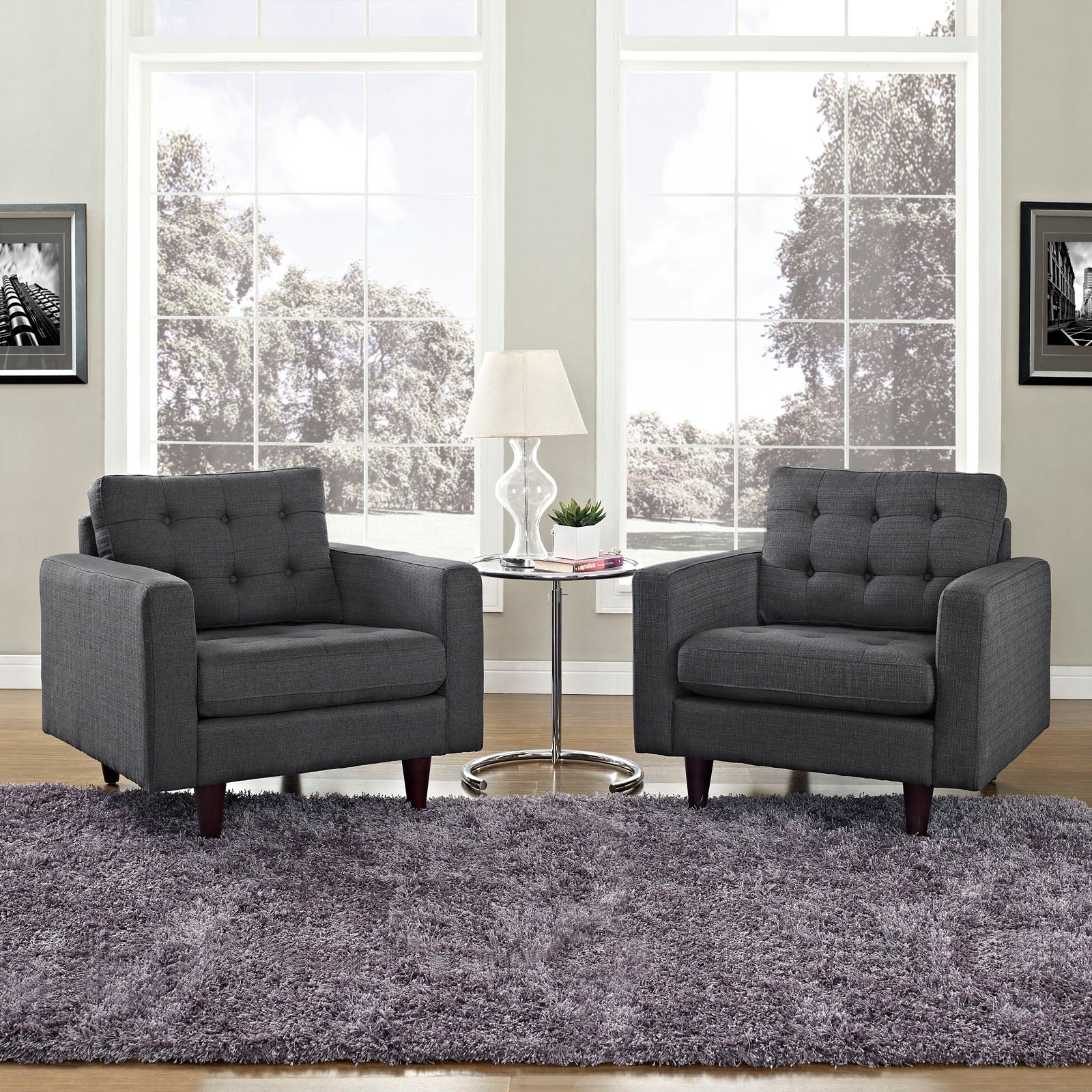 Empress Armchair Upholstered Fabric Set of 2 by Modway