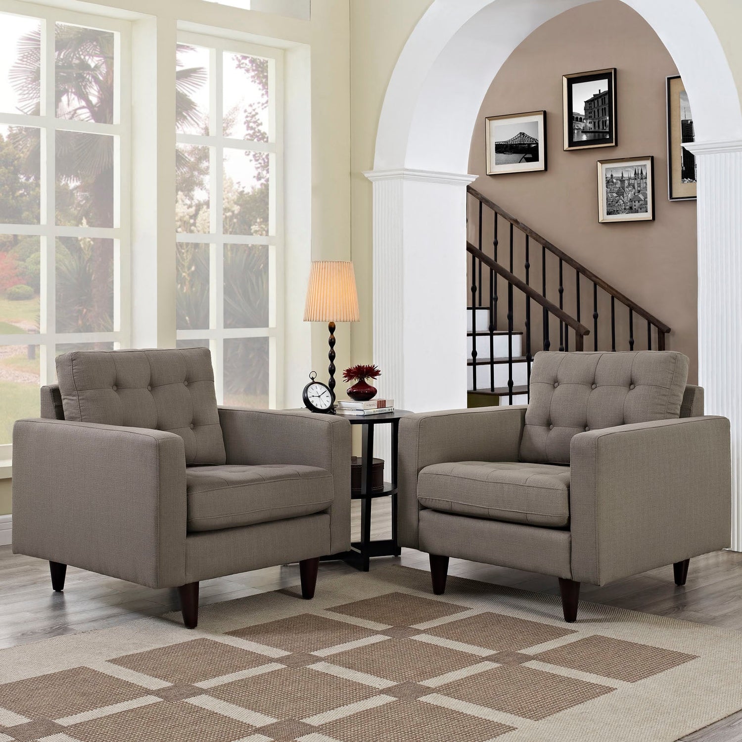 Empress Armchair Upholstered Fabric Set of 2 by Modway