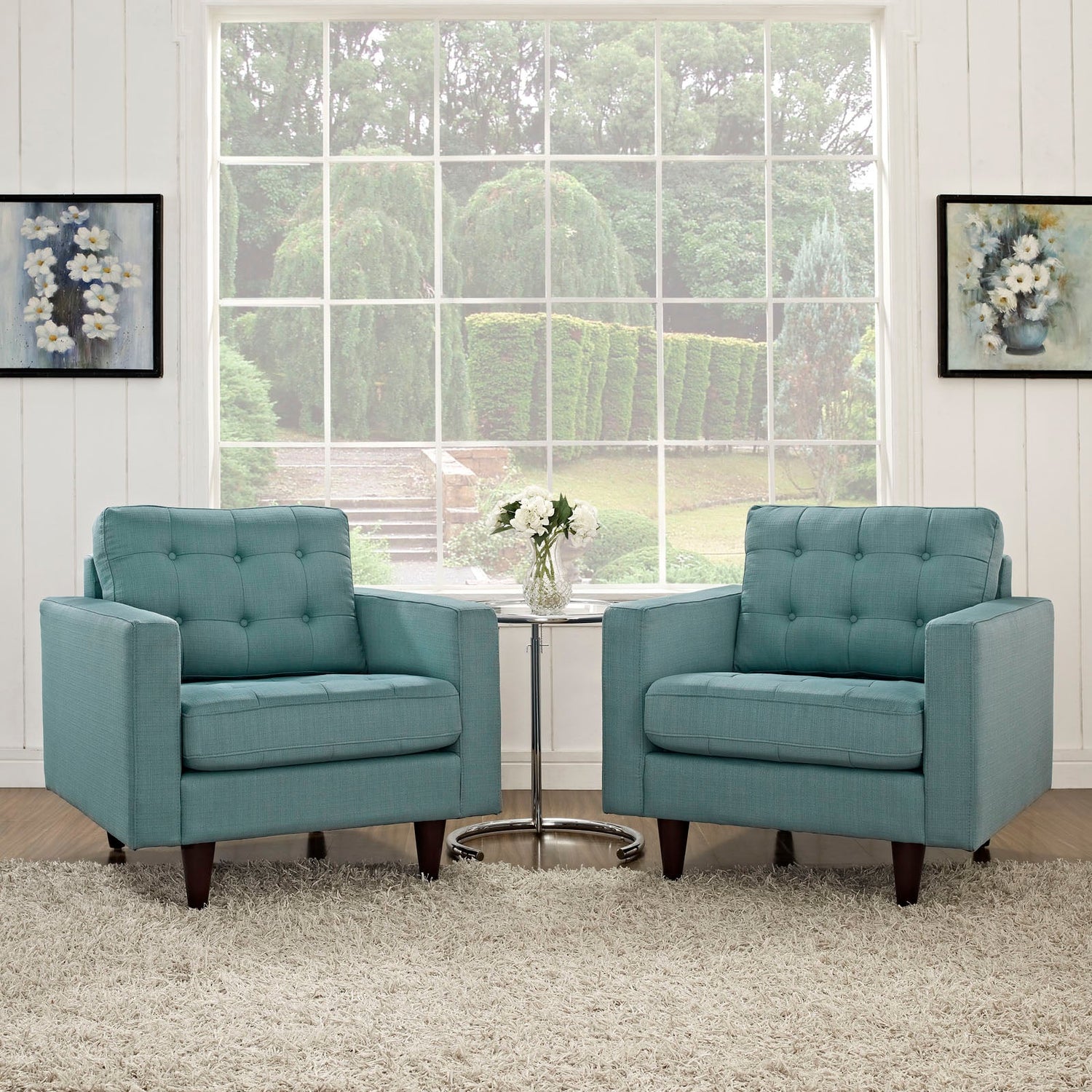 Empress Armchair Upholstered Fabric Set of 2 by Modway