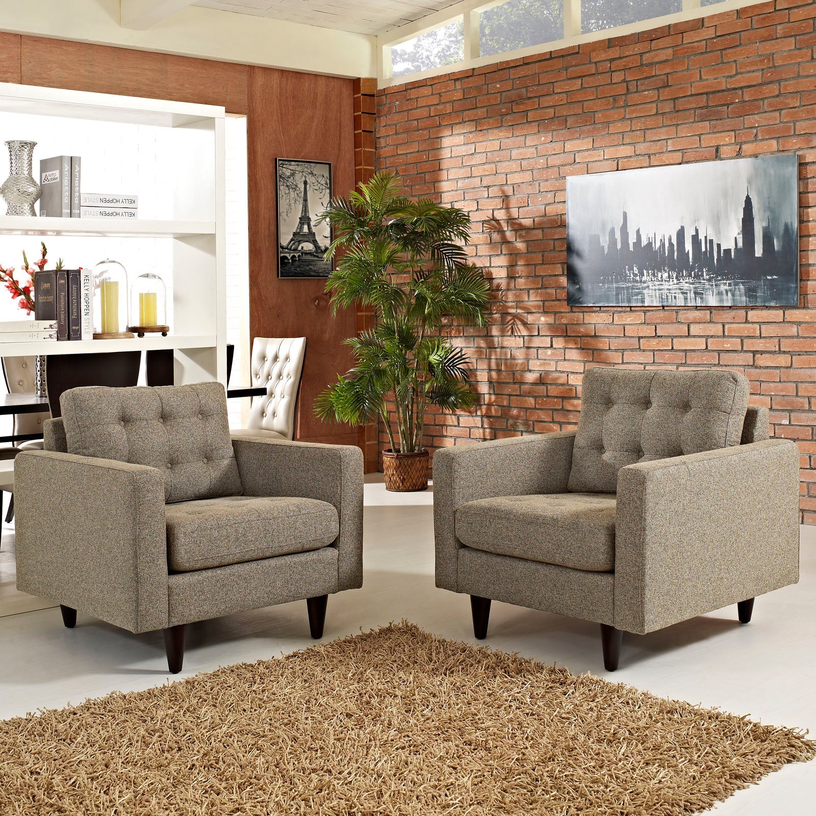 Empress Armchair Upholstered Fabric Set of 2 by Modway