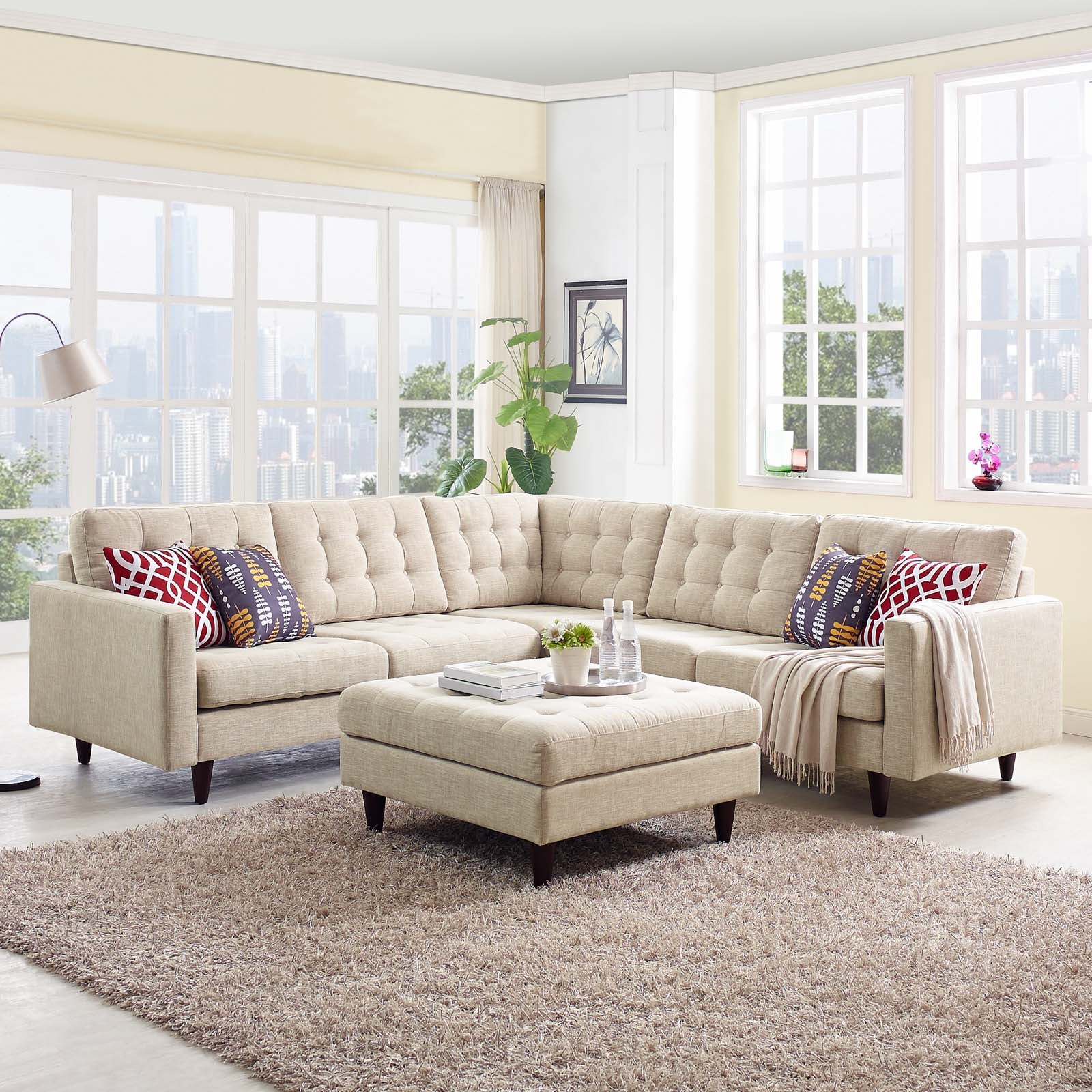 Empress 3 Piece Upholstered Fabric Sectional Sofa Set by Modway