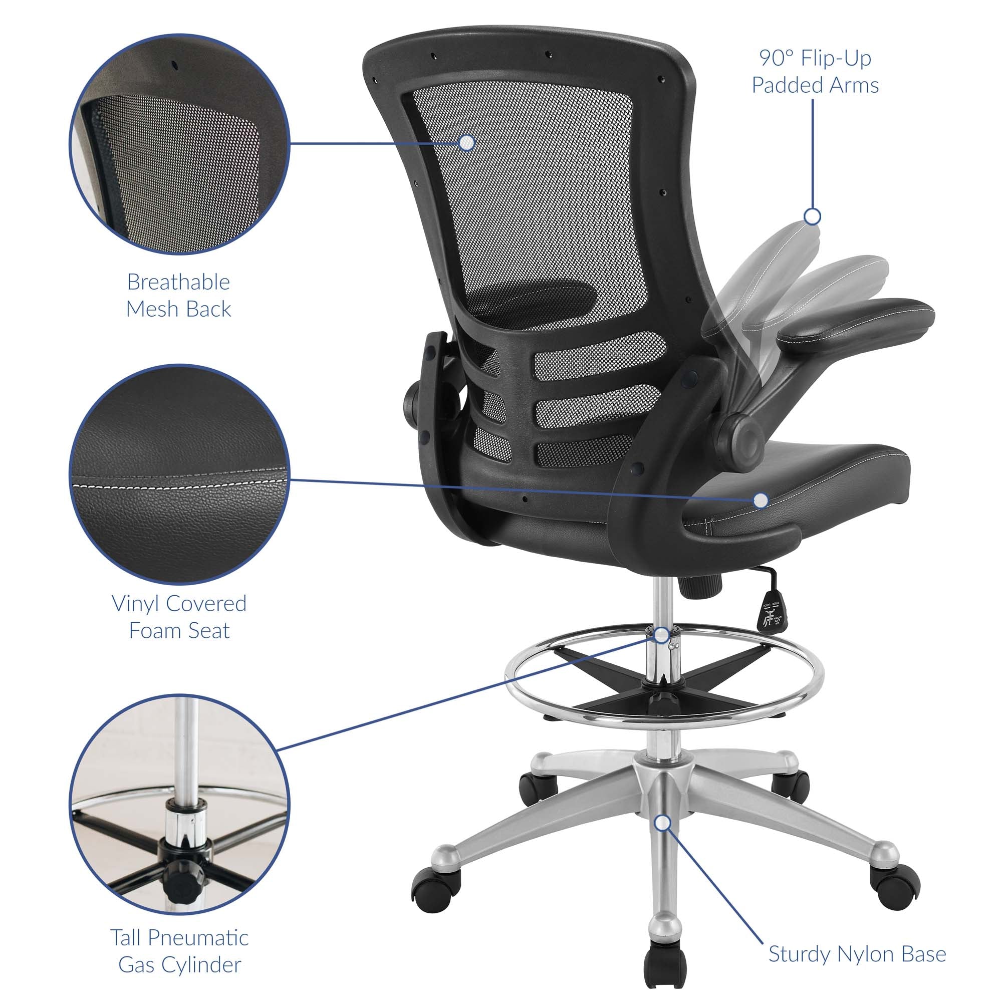 Attainment Vinyl Drafting Chair by Modway