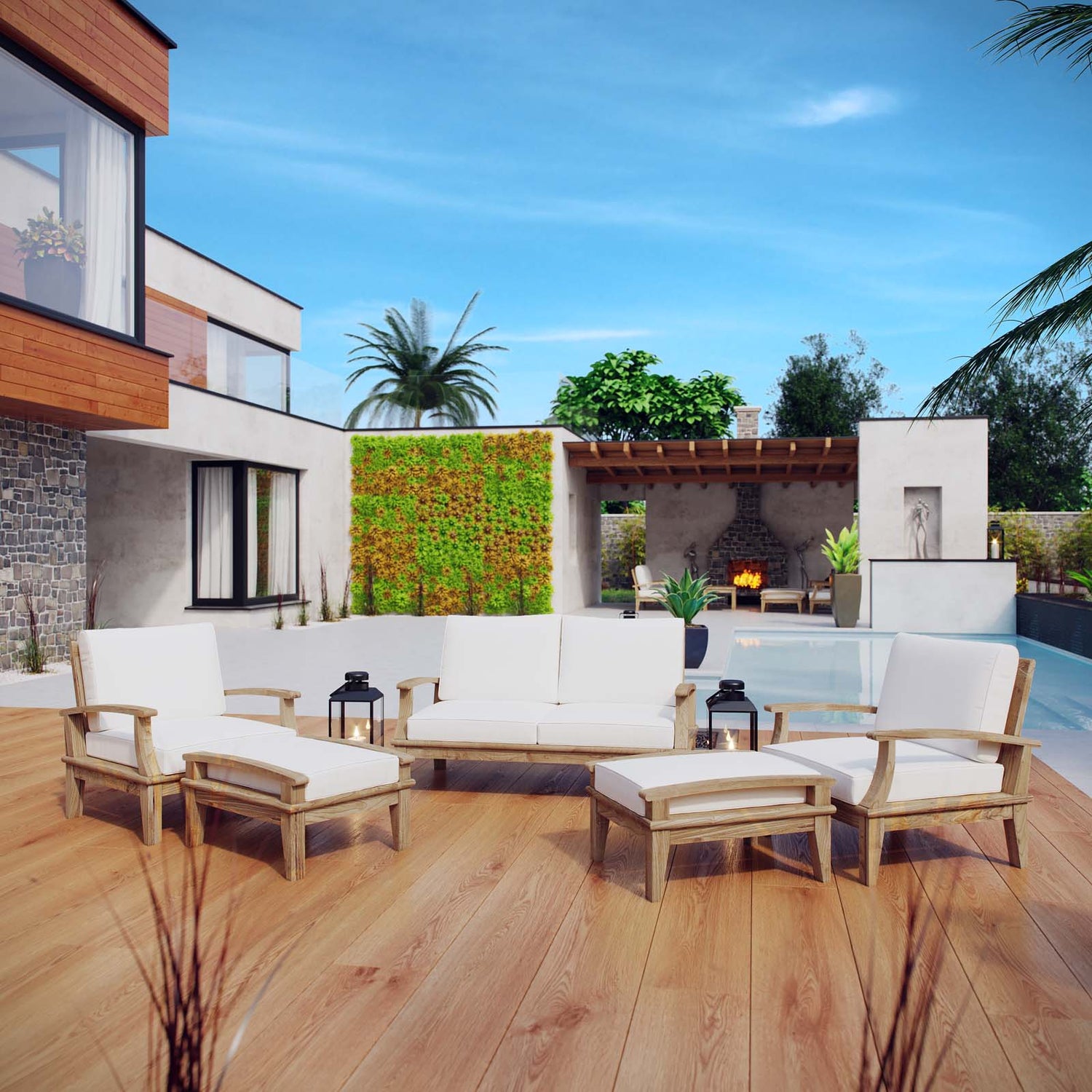 Marina 5 Piece Outdoor Patio Teak Set by Modway