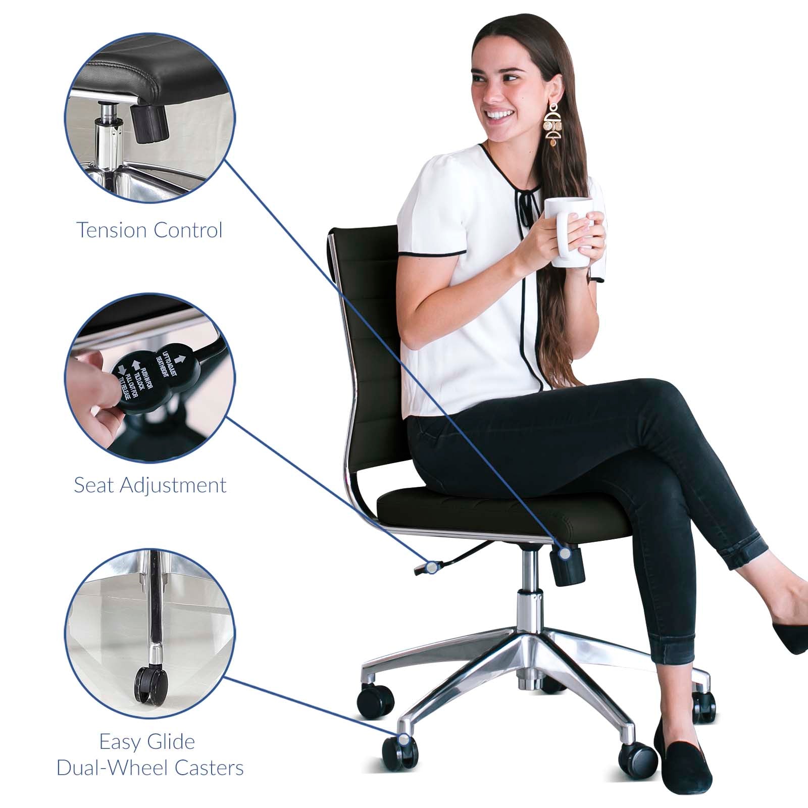 Jive Armless Mid Back Office Chair By HouseBean