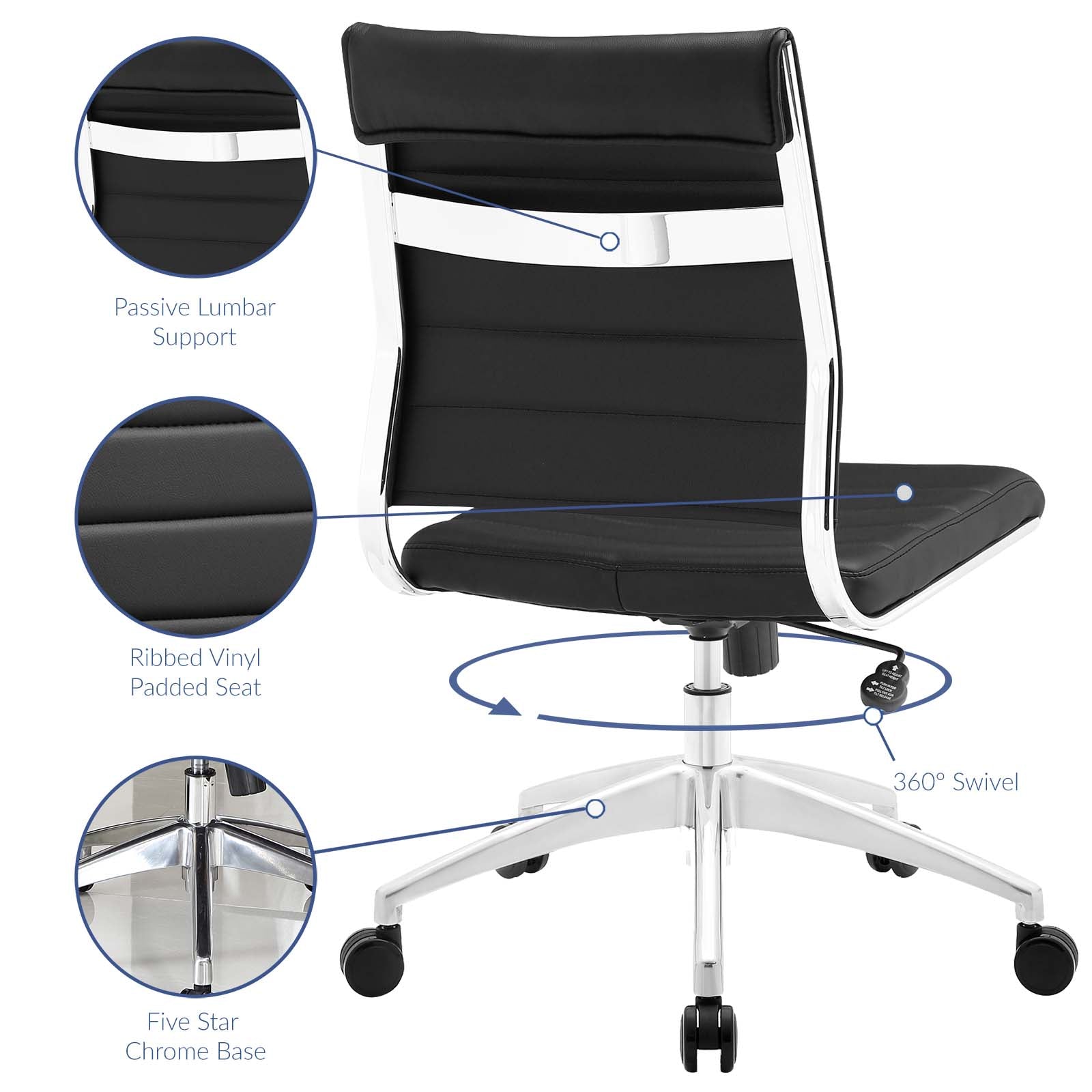 Jive Armless Mid Back Office Chair By HouseBean