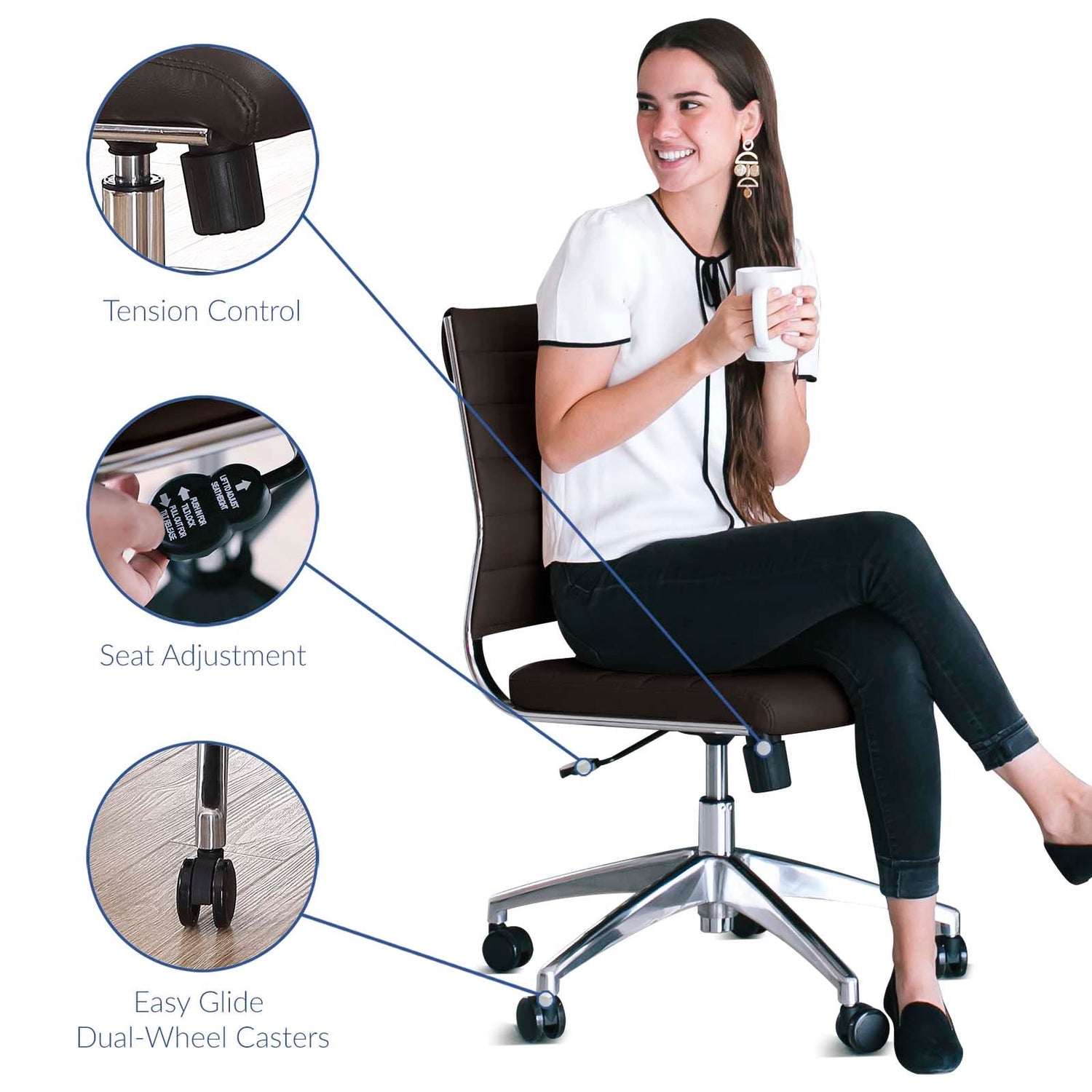 Jive Armless Mid Back Office Chair By HouseBean