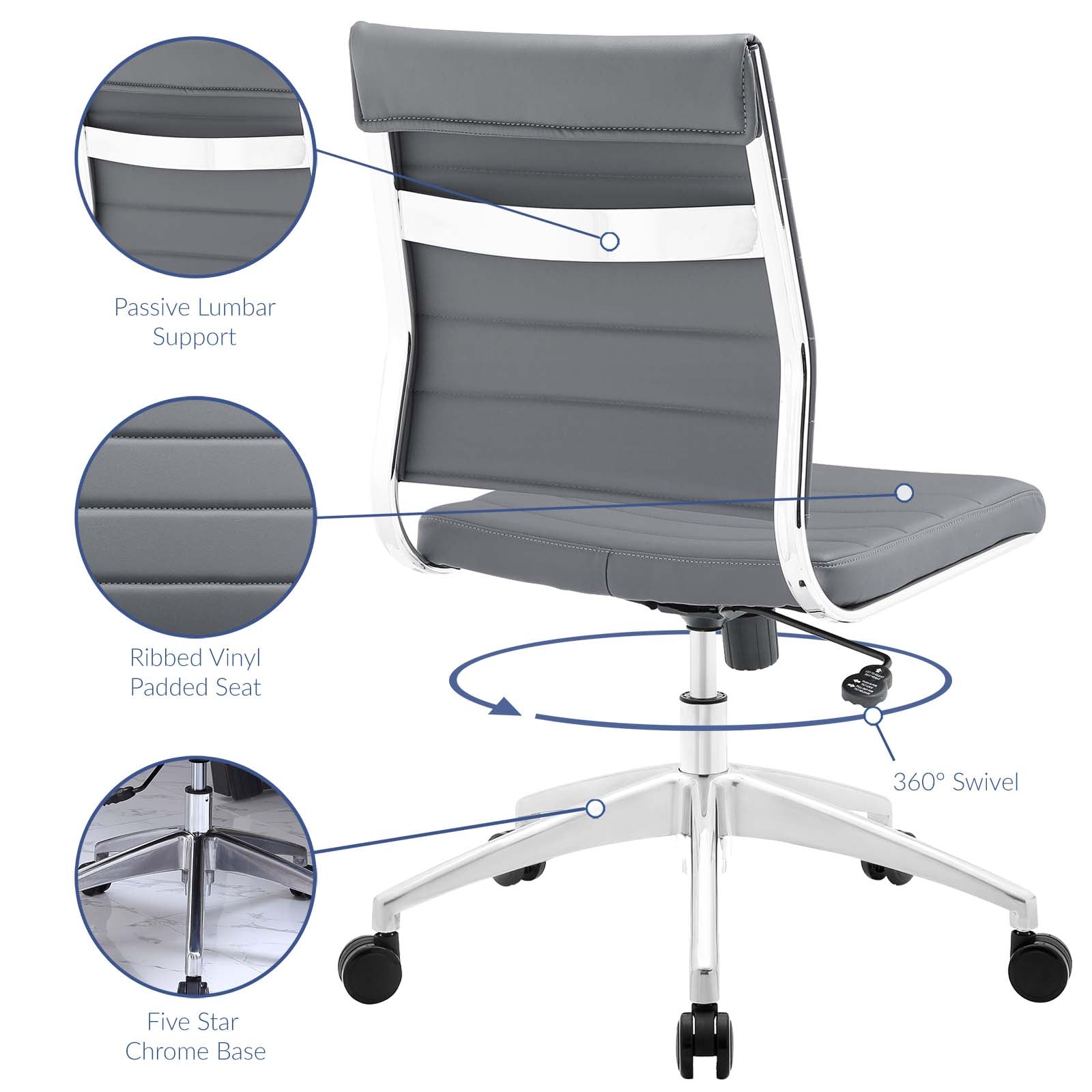 Jive Armless Mid Back Office Chair By HouseBean