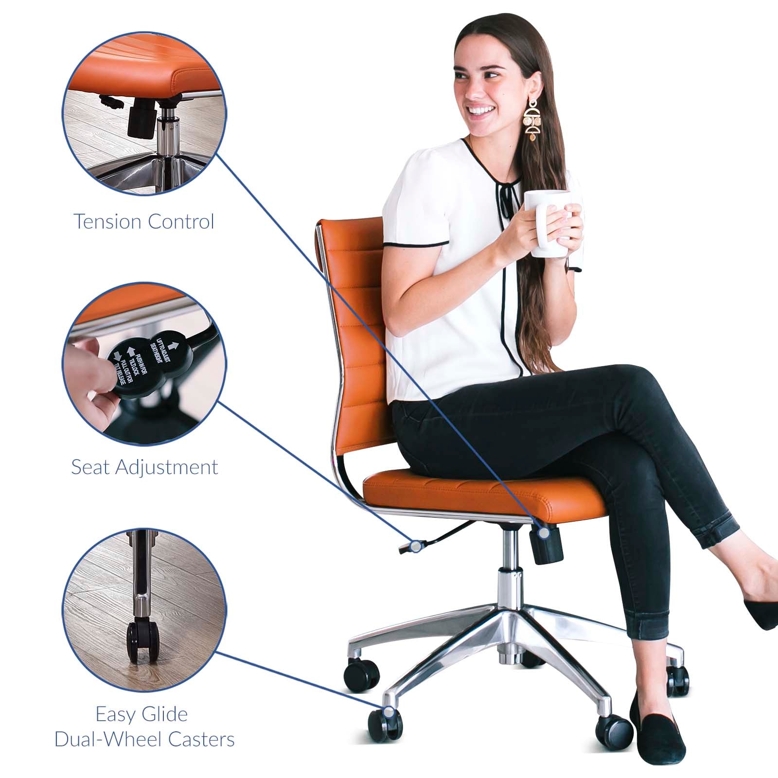 Jive Armless Mid Back Office Chair By HouseBean