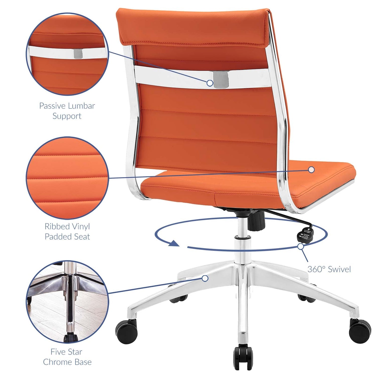 Jive Armless Mid Back Office Chair By HouseBean