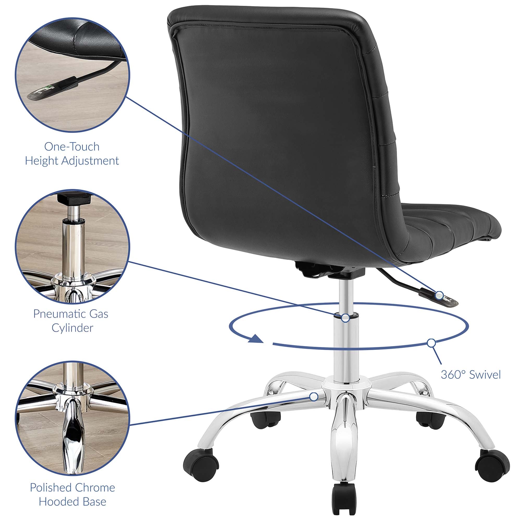 Ripple Armless Mid Back Vinyl Office Chair by Modway