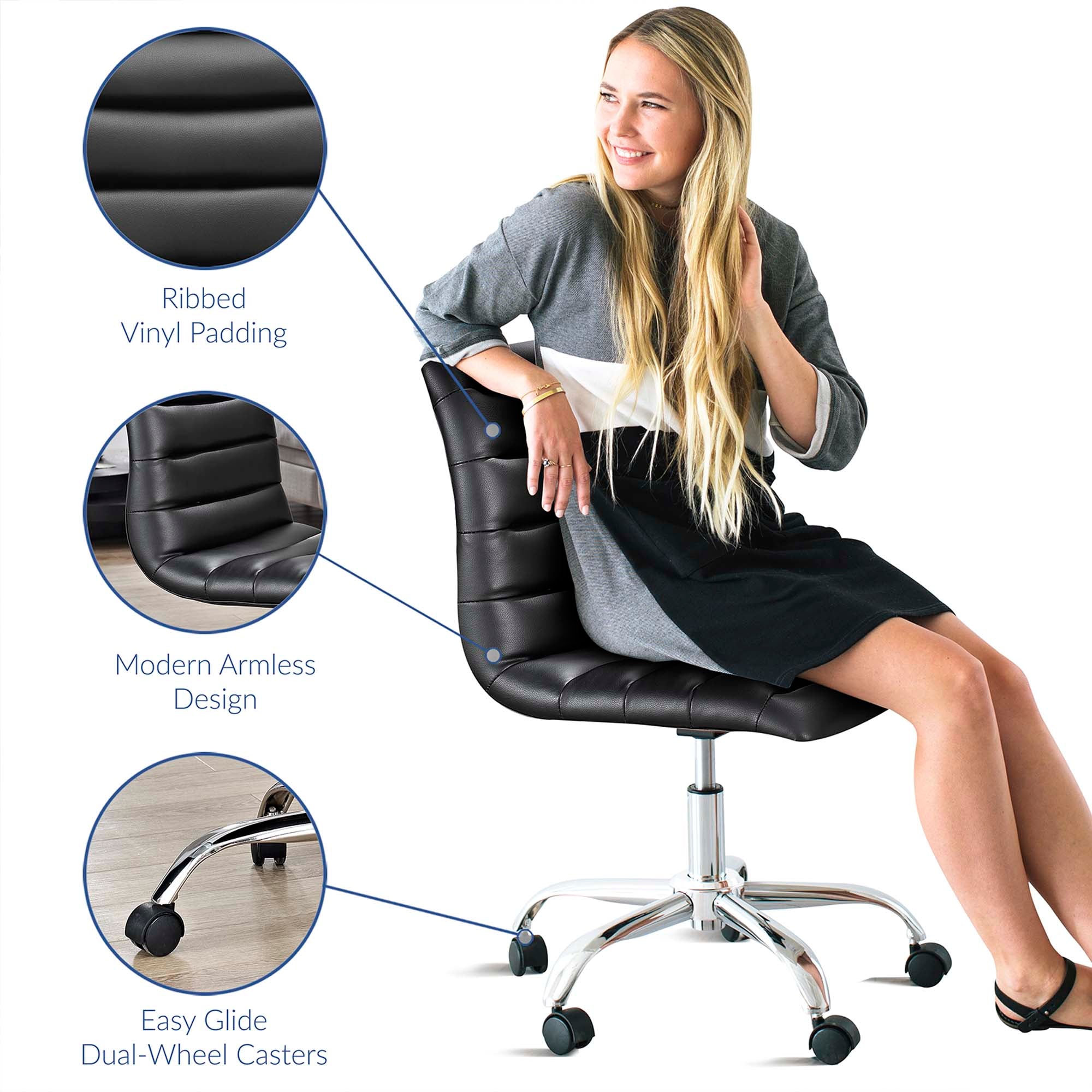 Ripple Armless Mid Back Vinyl Office Chair by Modway