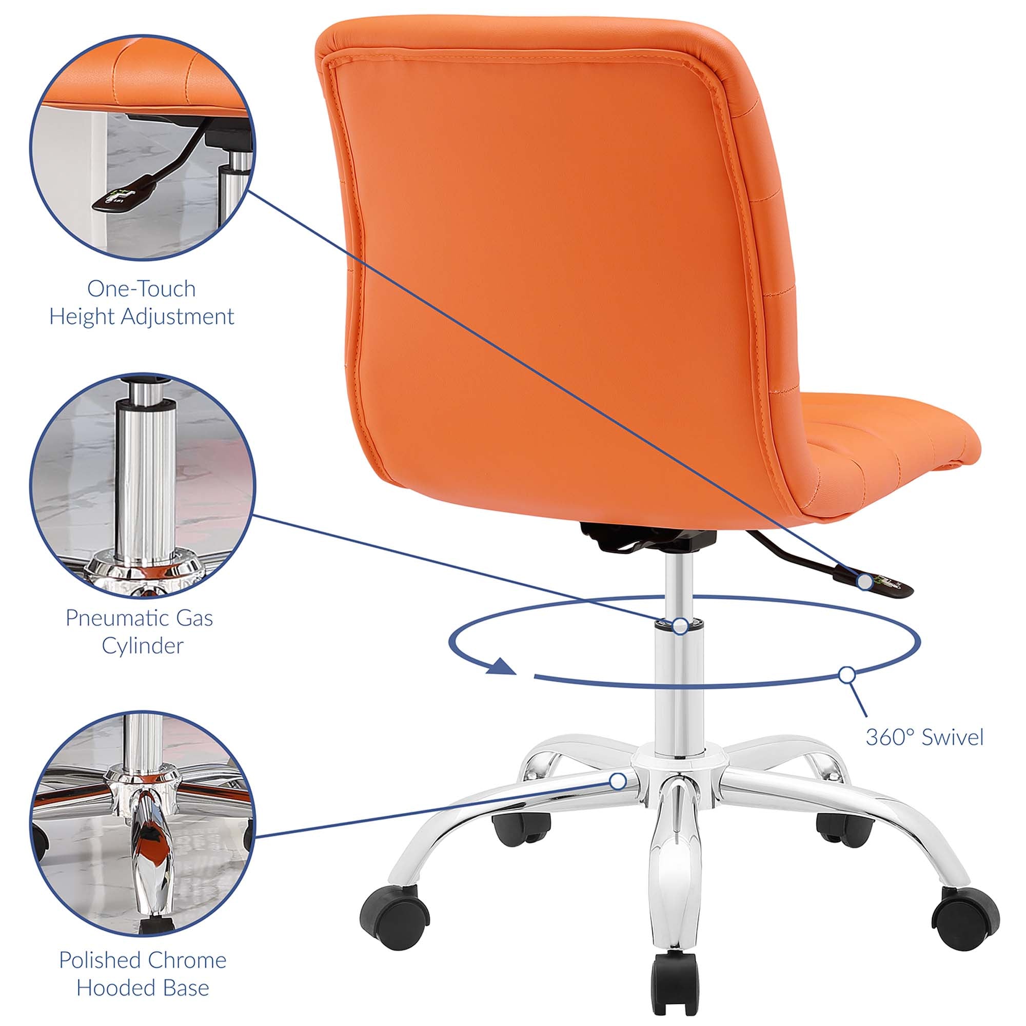 Ripple Armless Mid Back Vinyl Office Chair by Modway