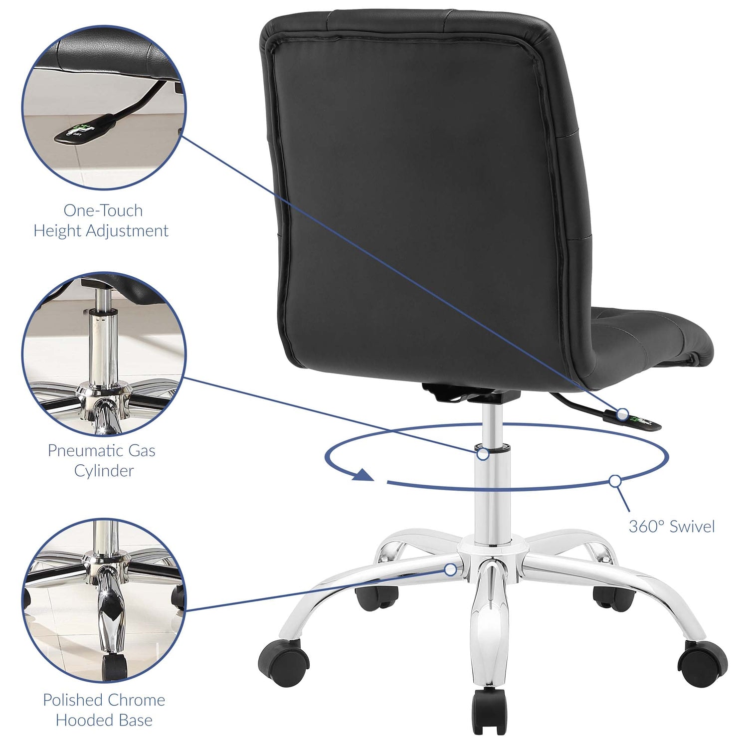 Prim Armless Mid Back Office Chair by Modway