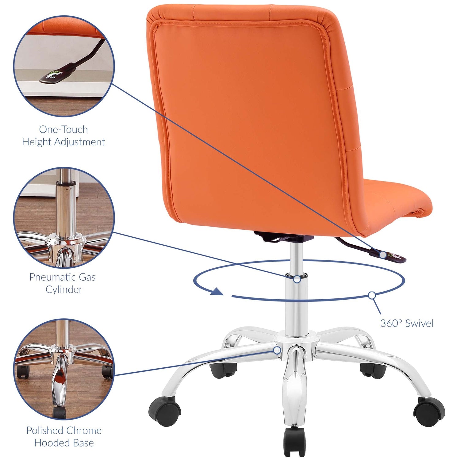 Prim Armless Mid Back Office Chair by Modway