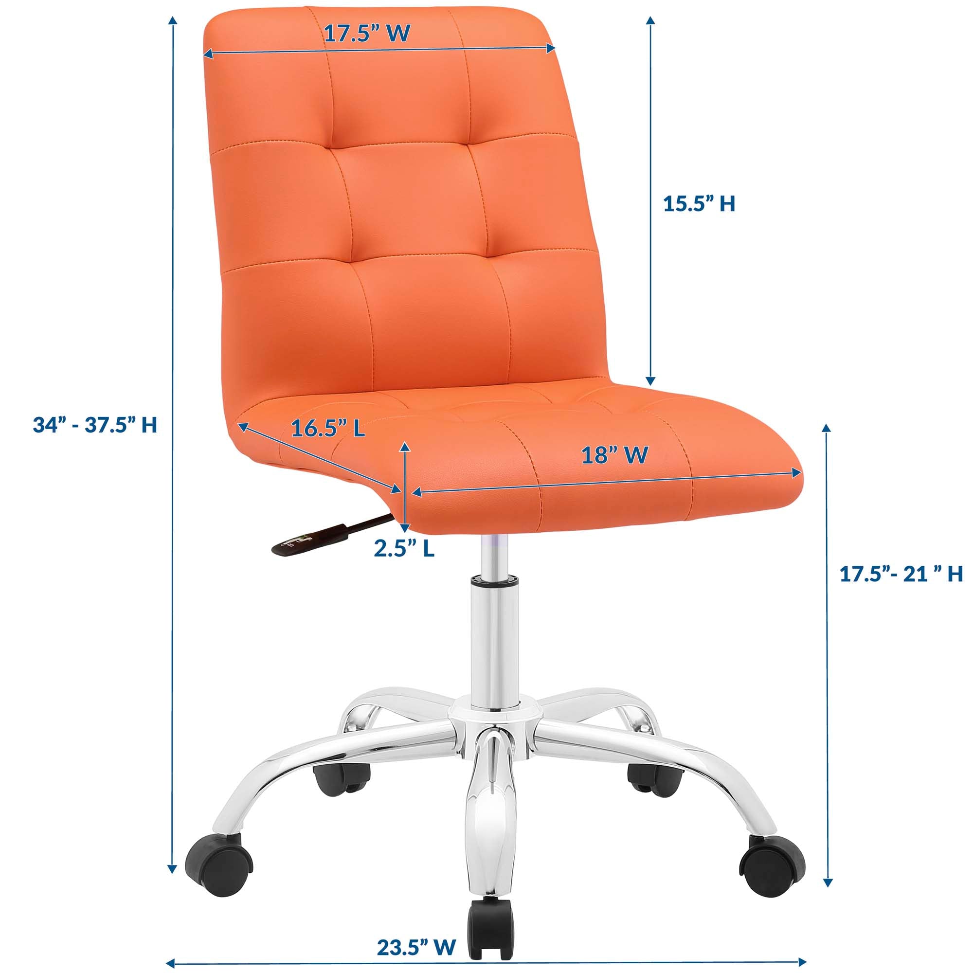 Prim Armless Mid Back Office Chair by Modway