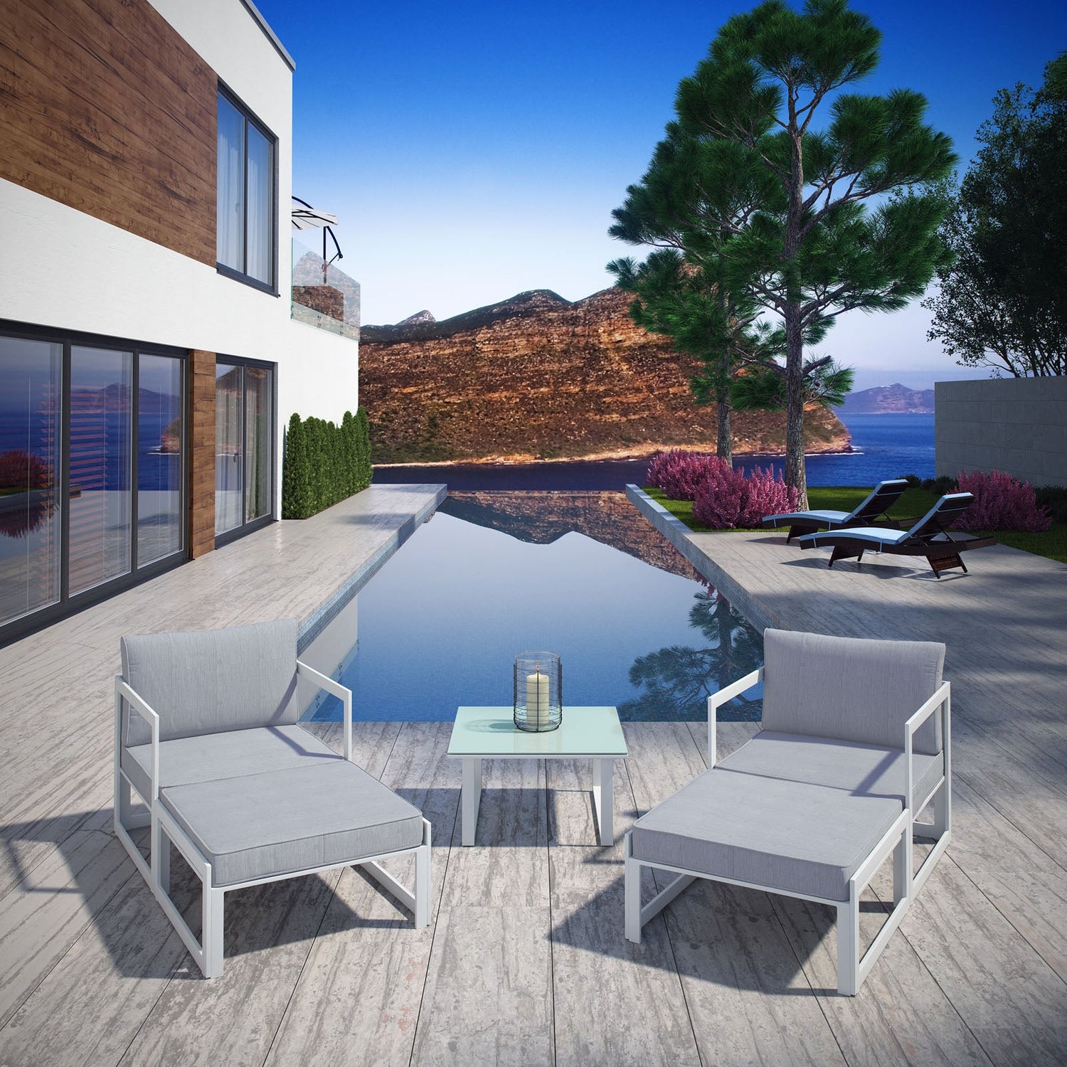 Fortuna 5 Piece Outdoor Patio Sectional Sofa Set by Modway