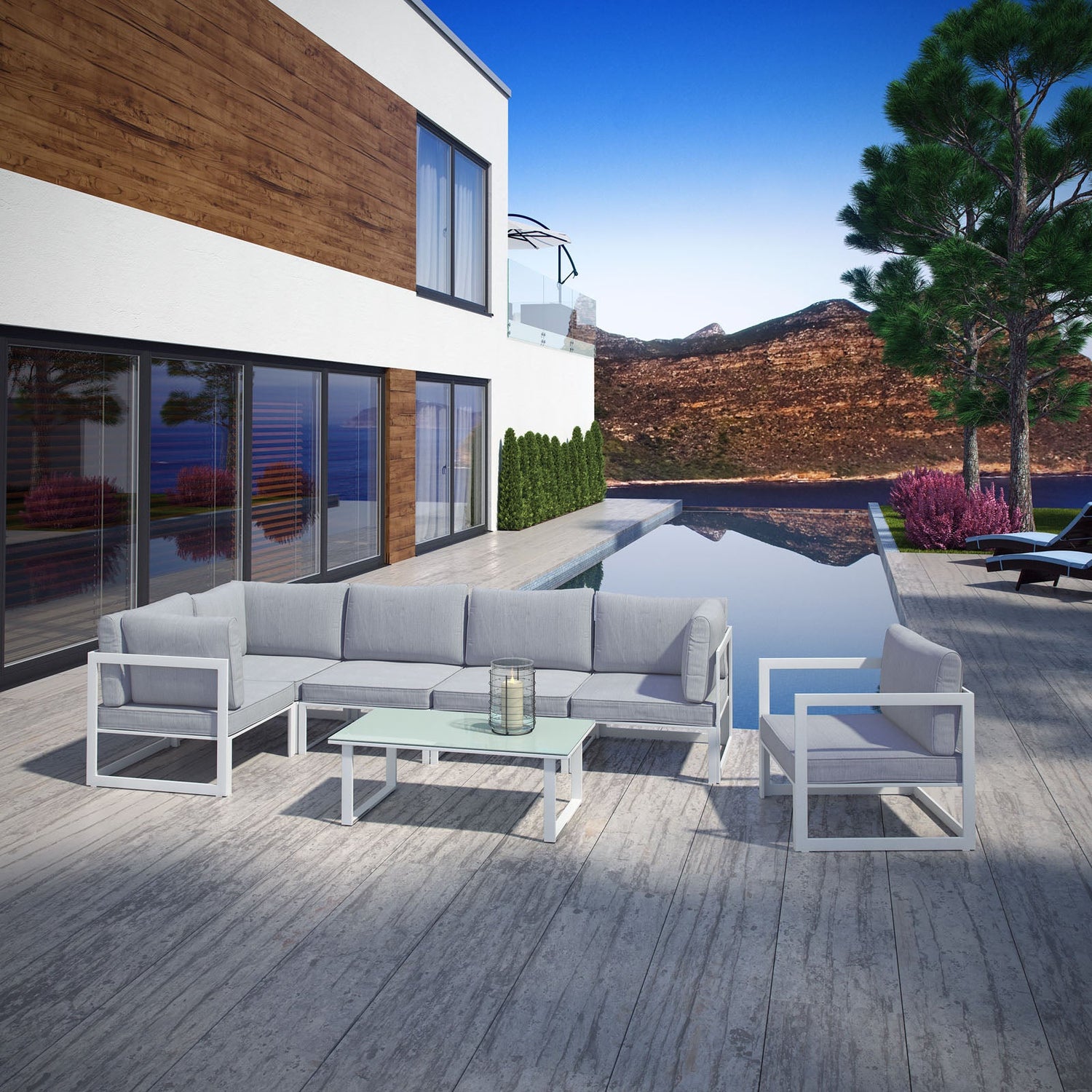 Fortuna 7 Piece Outdoor Patio Sectional Sofa Set by Modway