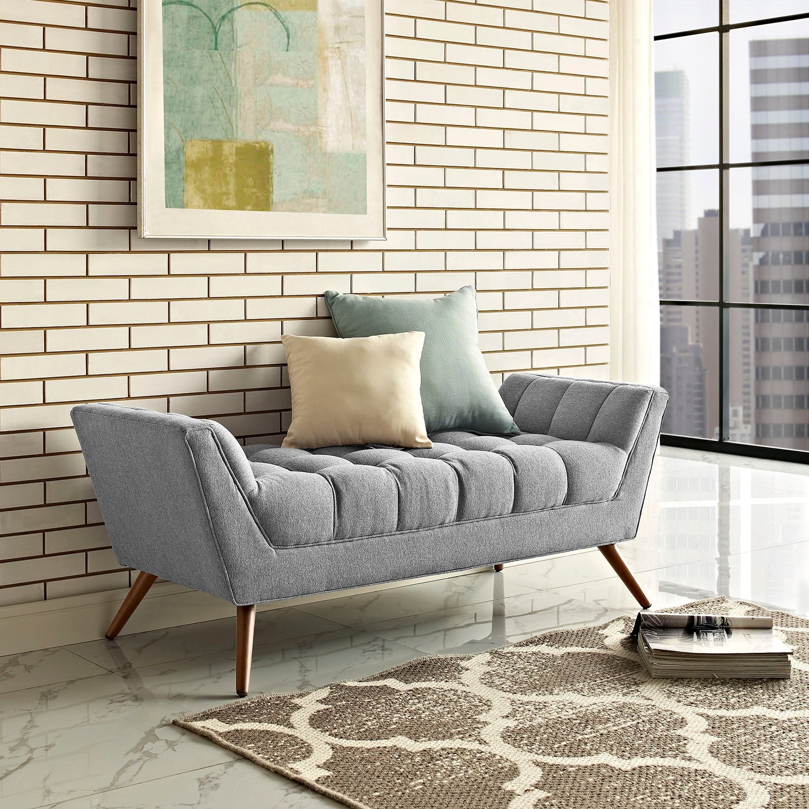 Response Medium Upholstered Fabric Bench By HouseBean