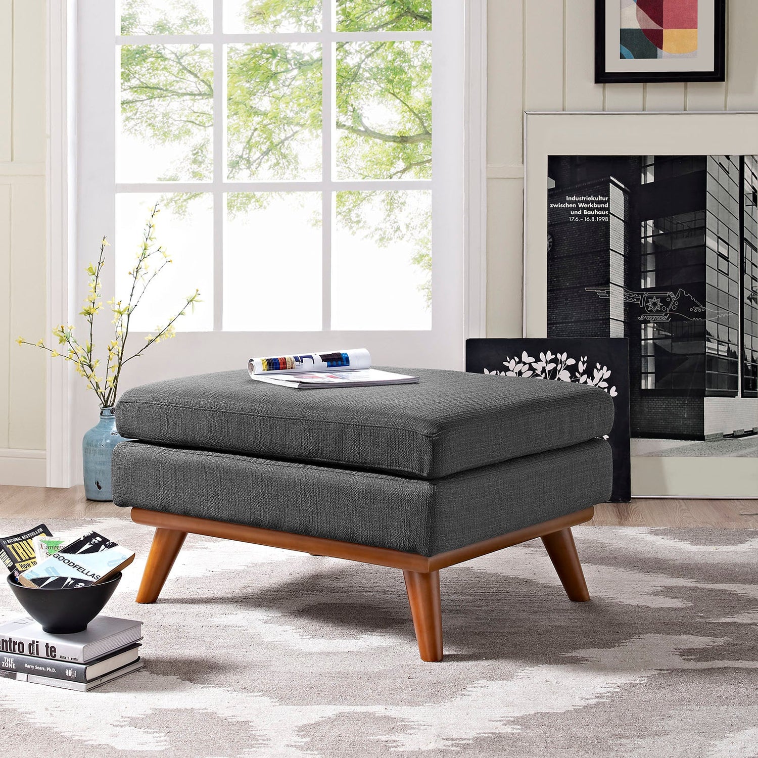 Engage Upholstered Fabric Ottoman By HouseBean