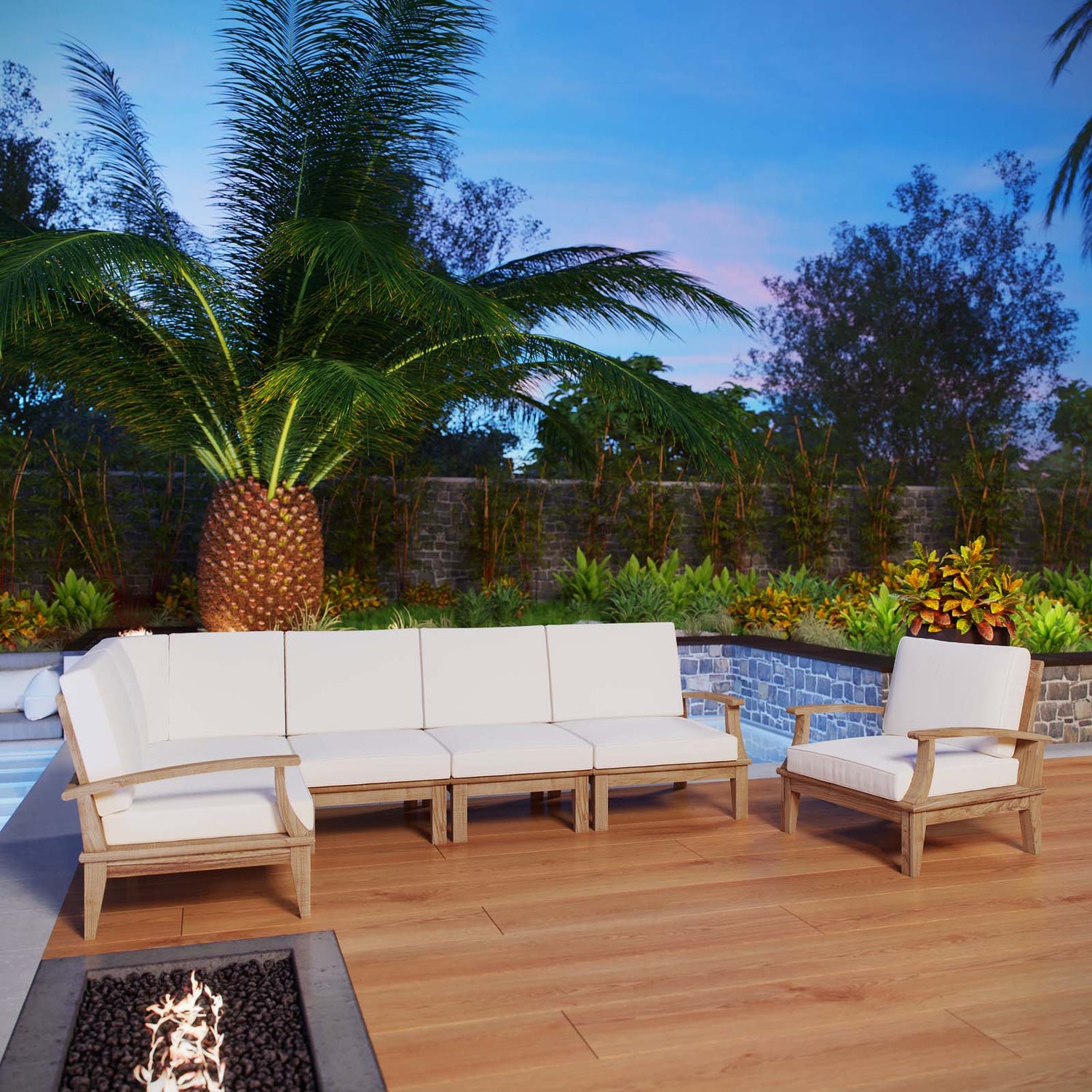 Marina 6 Piece Outdoor Patio Teak Set by Modway