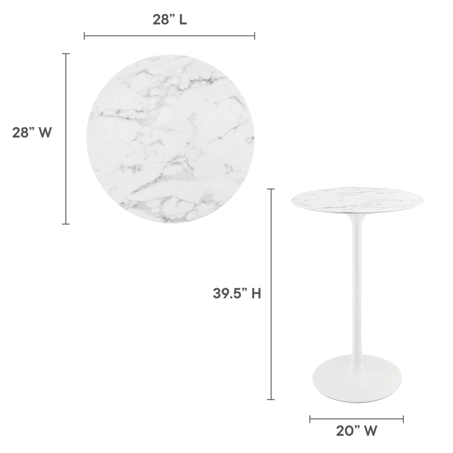 Lippa Round Artificial Marble Bar Table by Modway