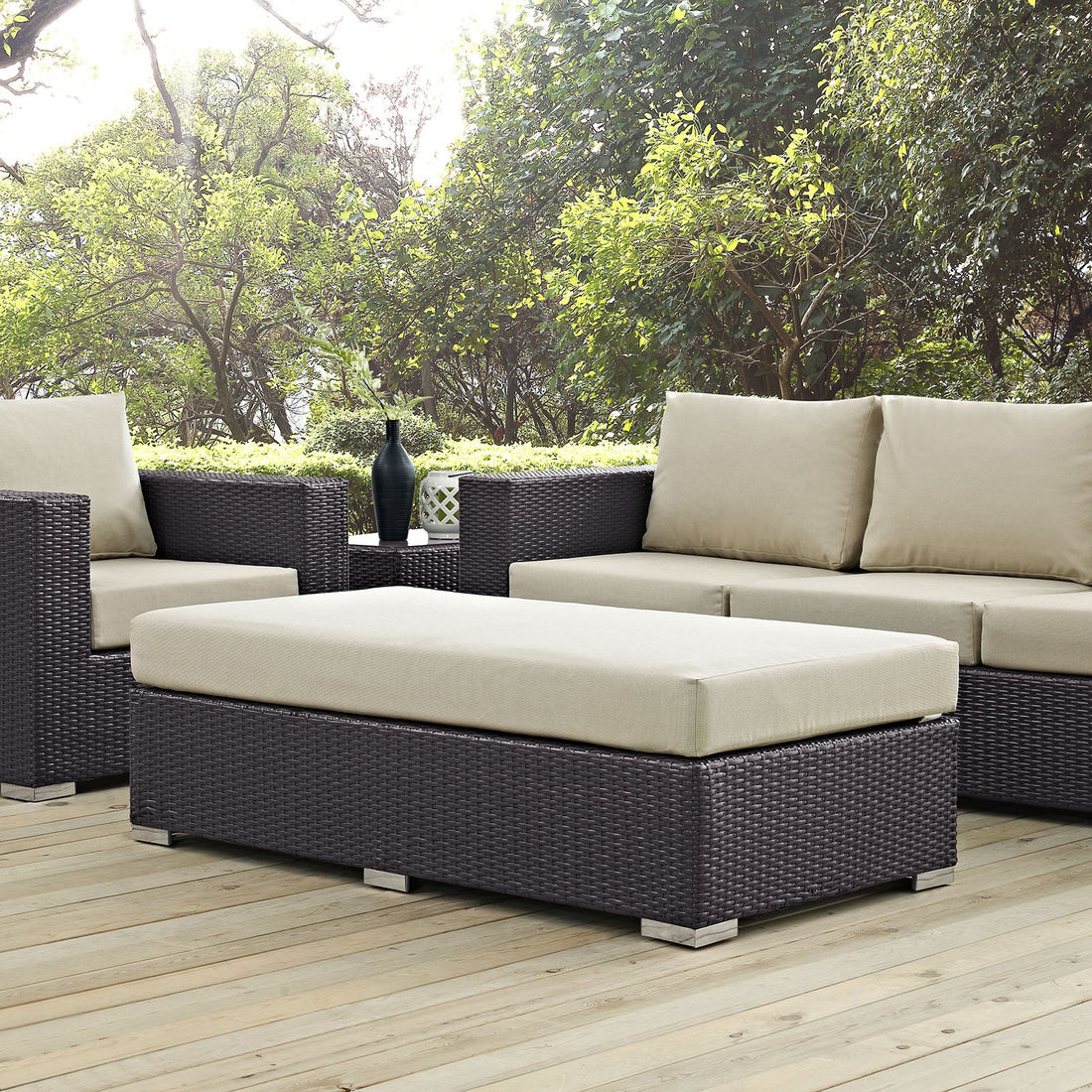 Convene Outdoor Patio Fabric Rectangle Ottoman by Modway