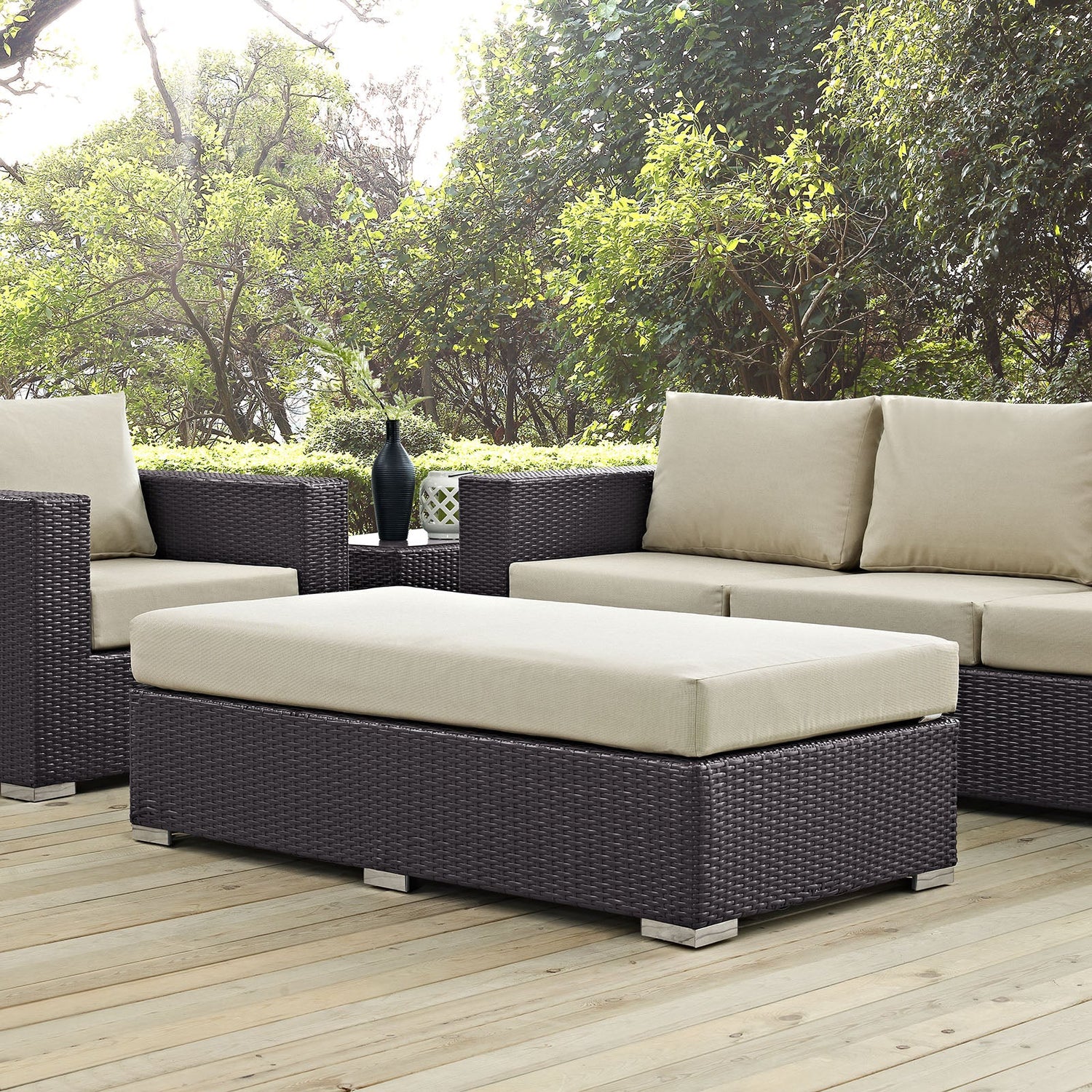 Convene Outdoor Patio Fabric Rectangle Ottoman by Modway