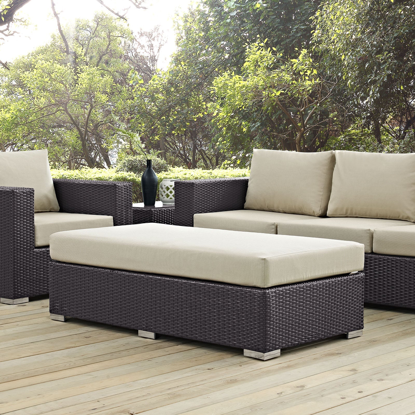 Convene Outdoor Patio Fabric Rectangle Ottoman by Modway